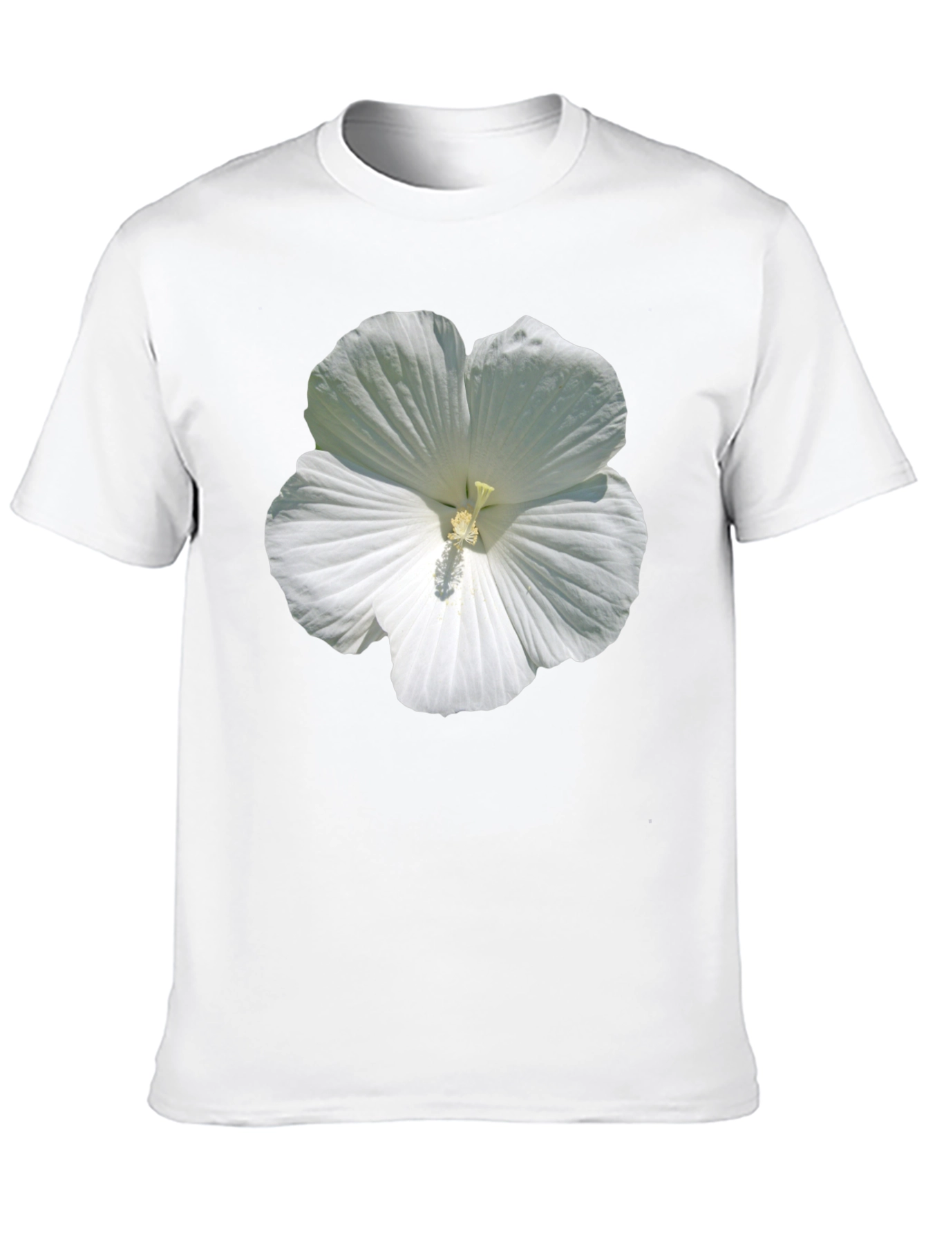 White Hibiscus Flower Graphic T-Shirt