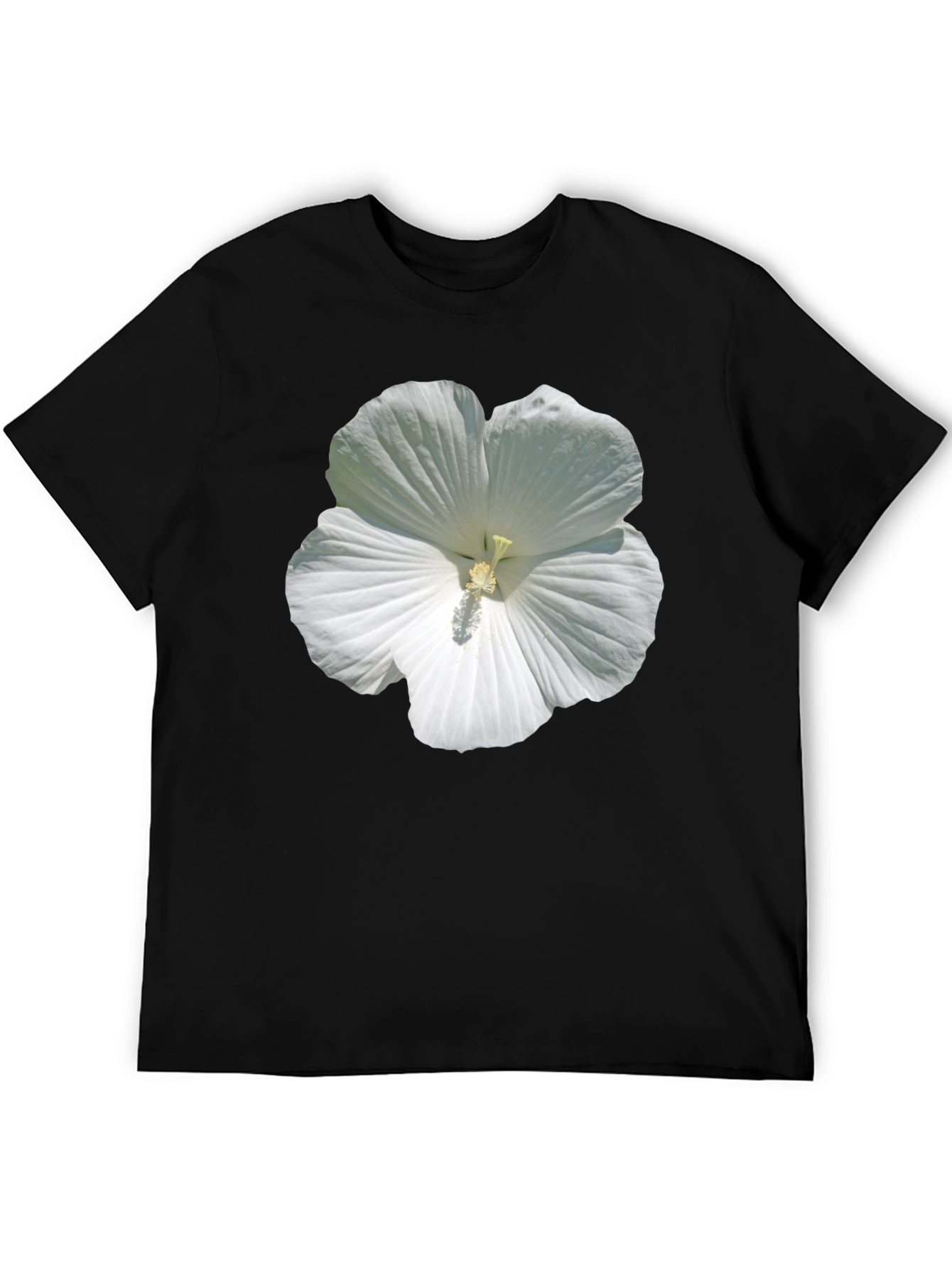 White Hibiscus Flower Graphic T-Shirt