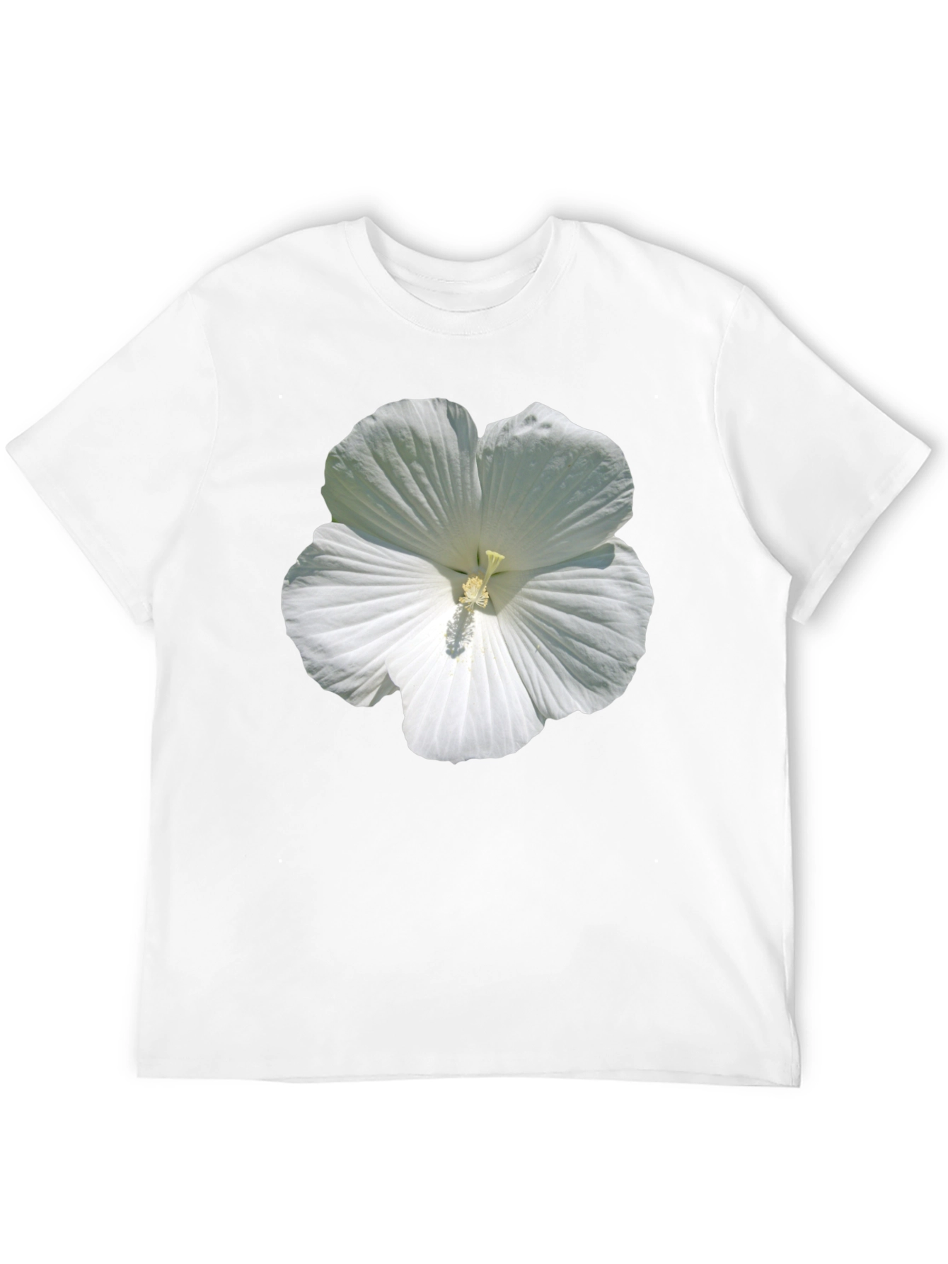 White Hibiscus Flower Graphic T-Shirt