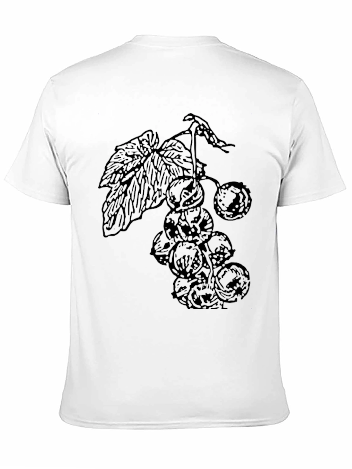 Black T-Shirt with Berry Print