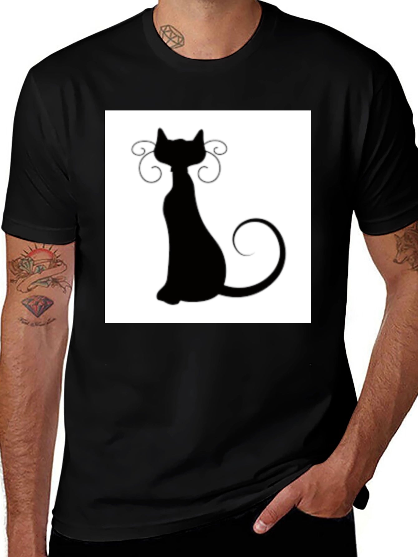 Cool Cat Silhouette Black T-Shirt