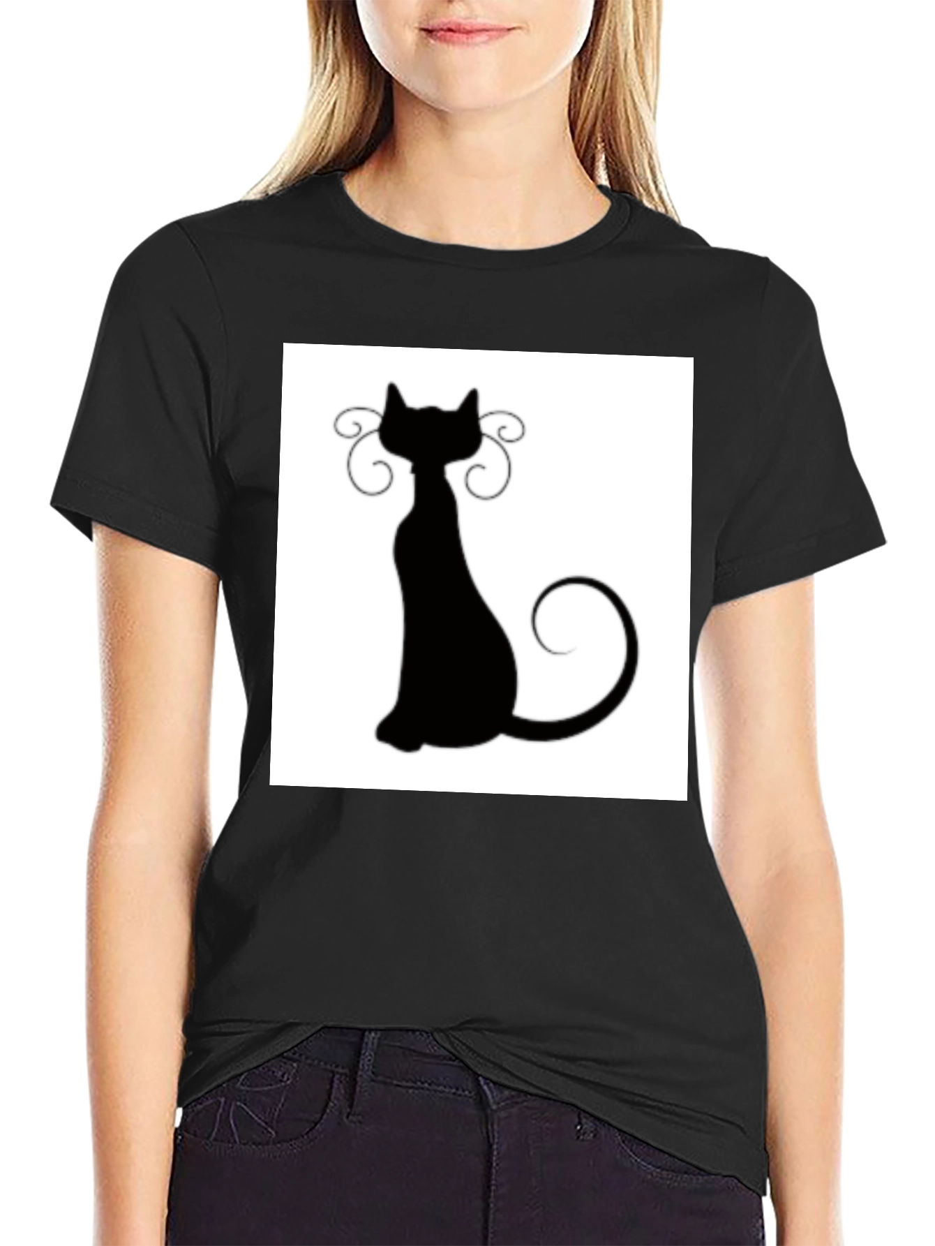 Cool Cat Silhouette Black T-Shirt