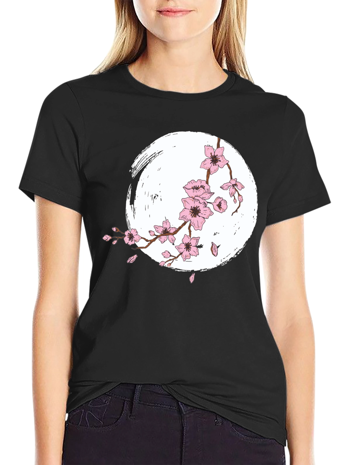 Sakura Bloom T-Shirt - Zen Style Black Tee