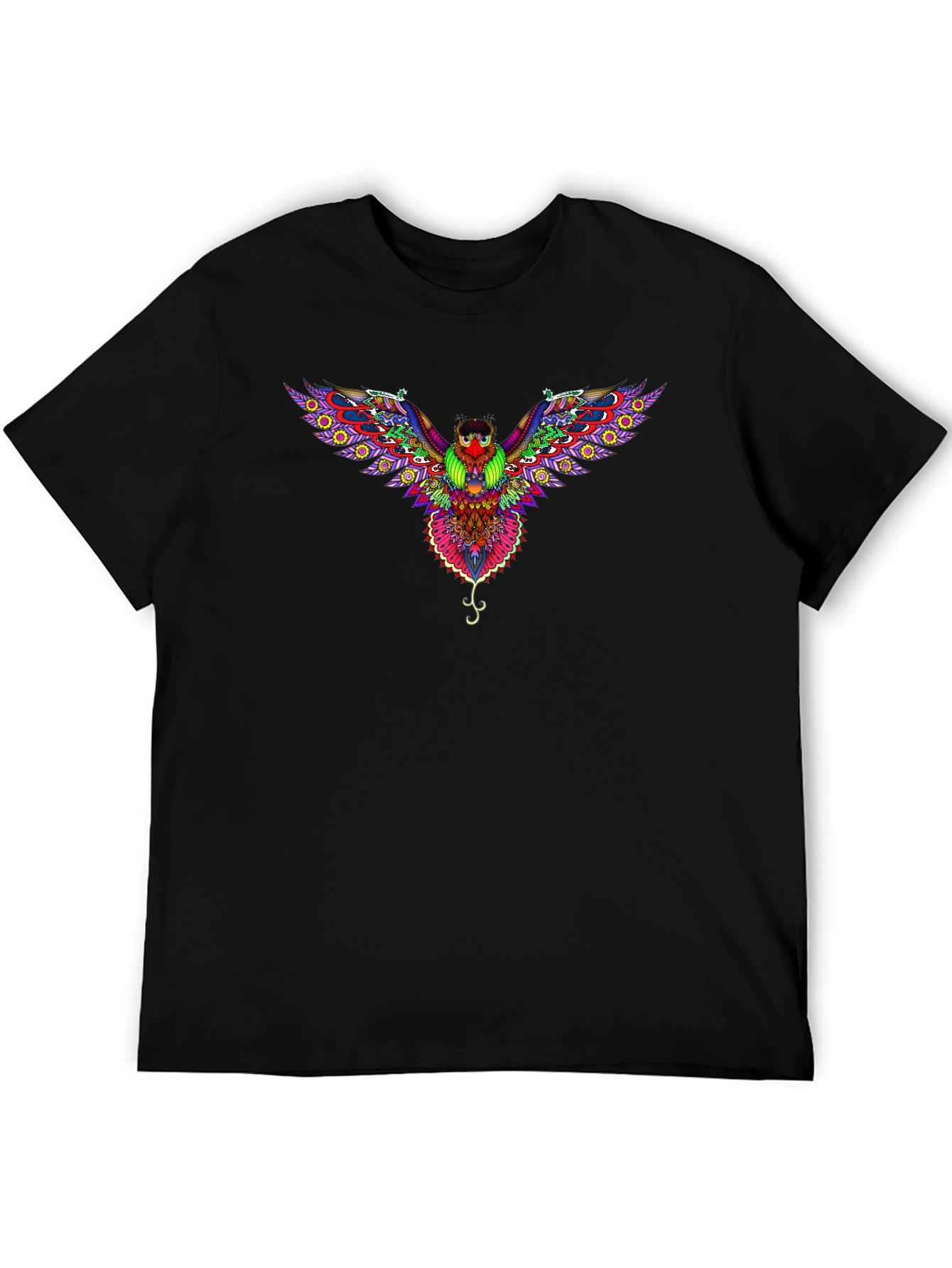 Psychedelic Owl Graphic T-Shirt - Black