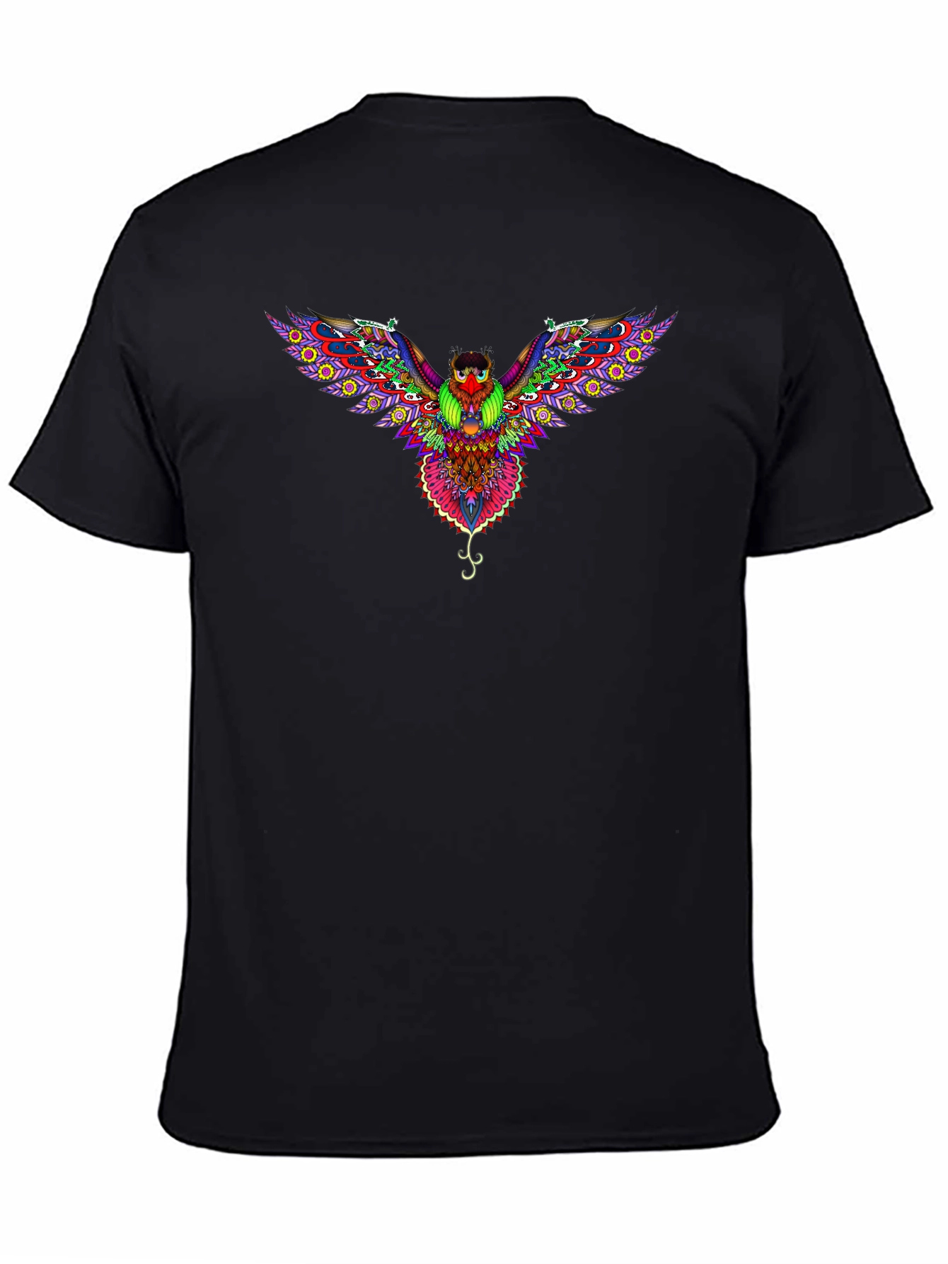 Psychedelic Owl Graphic T-Shirt - Black