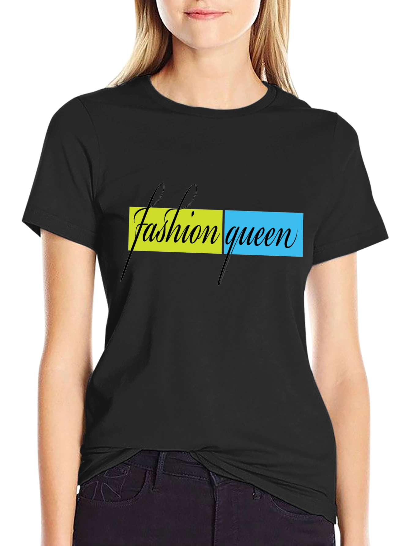 Fashion Queen Graphic Print Black T-Shirt