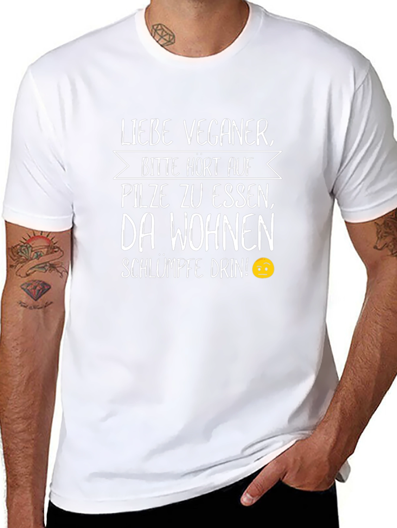 Vegan Humor T-Shirt: Smurfs Live in Mushrooms
