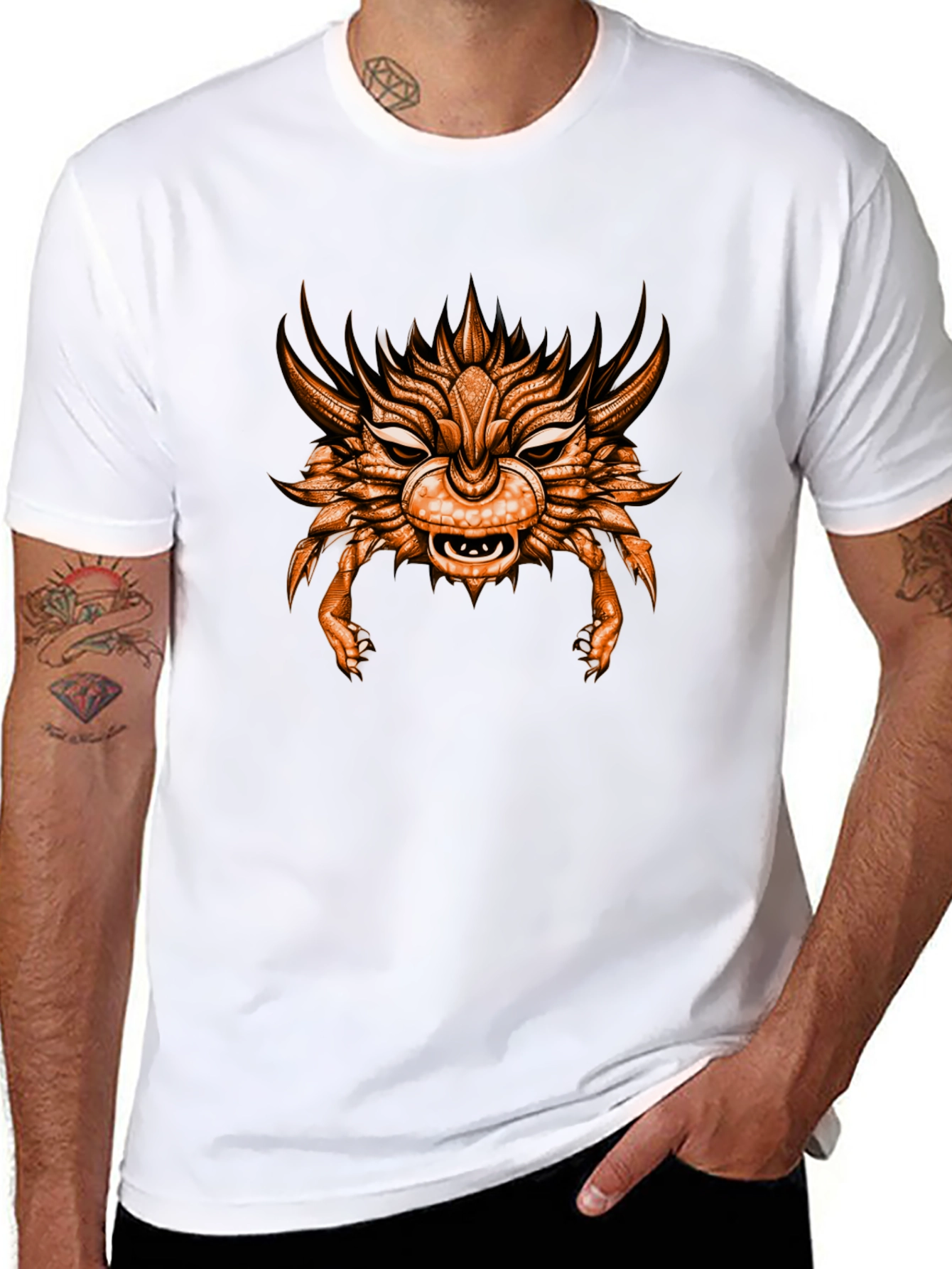 Mythical Creature Graphic Tee - Black Cotton