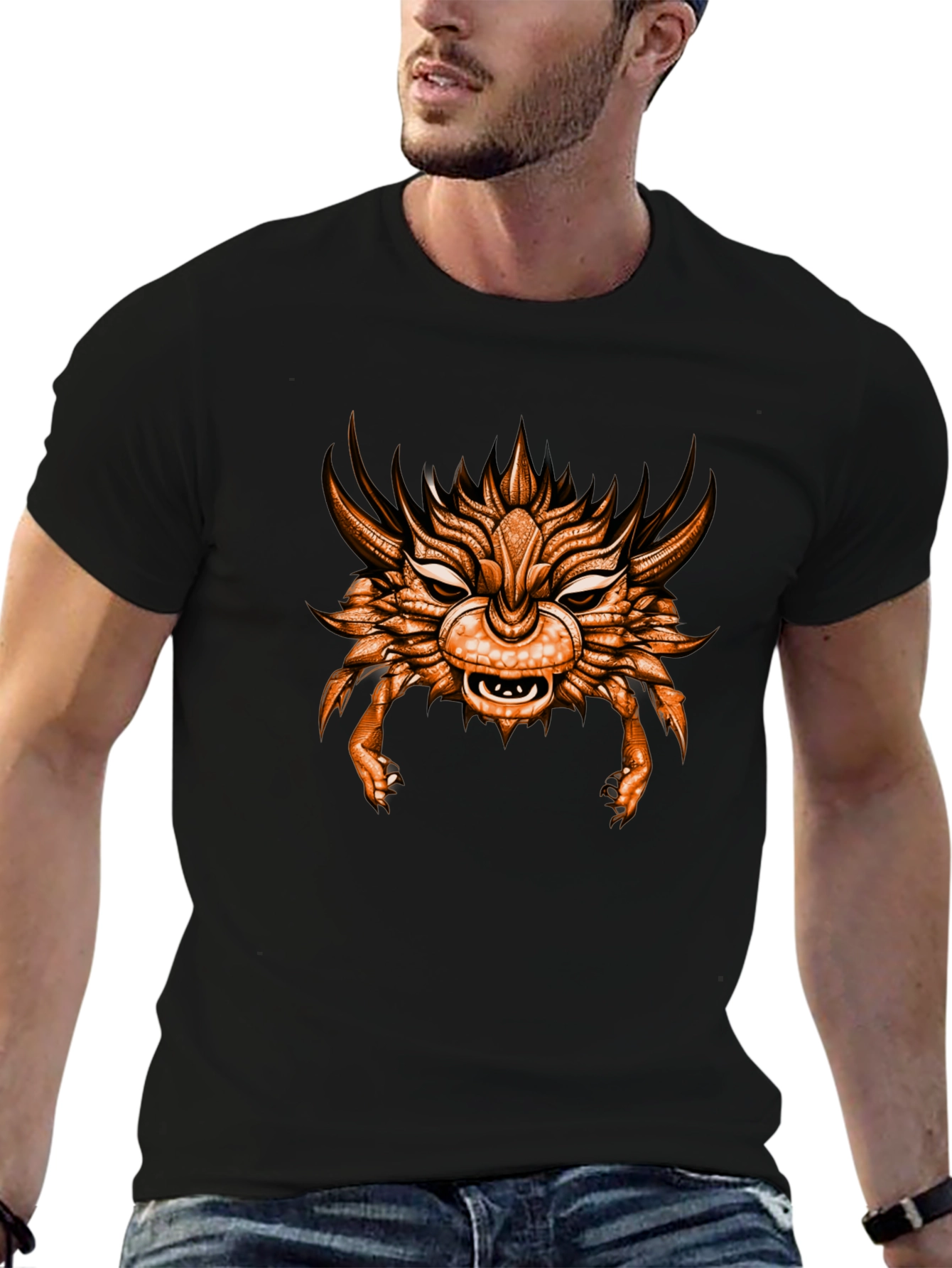 Mythical Creature Graphic Tee - Black Cotton