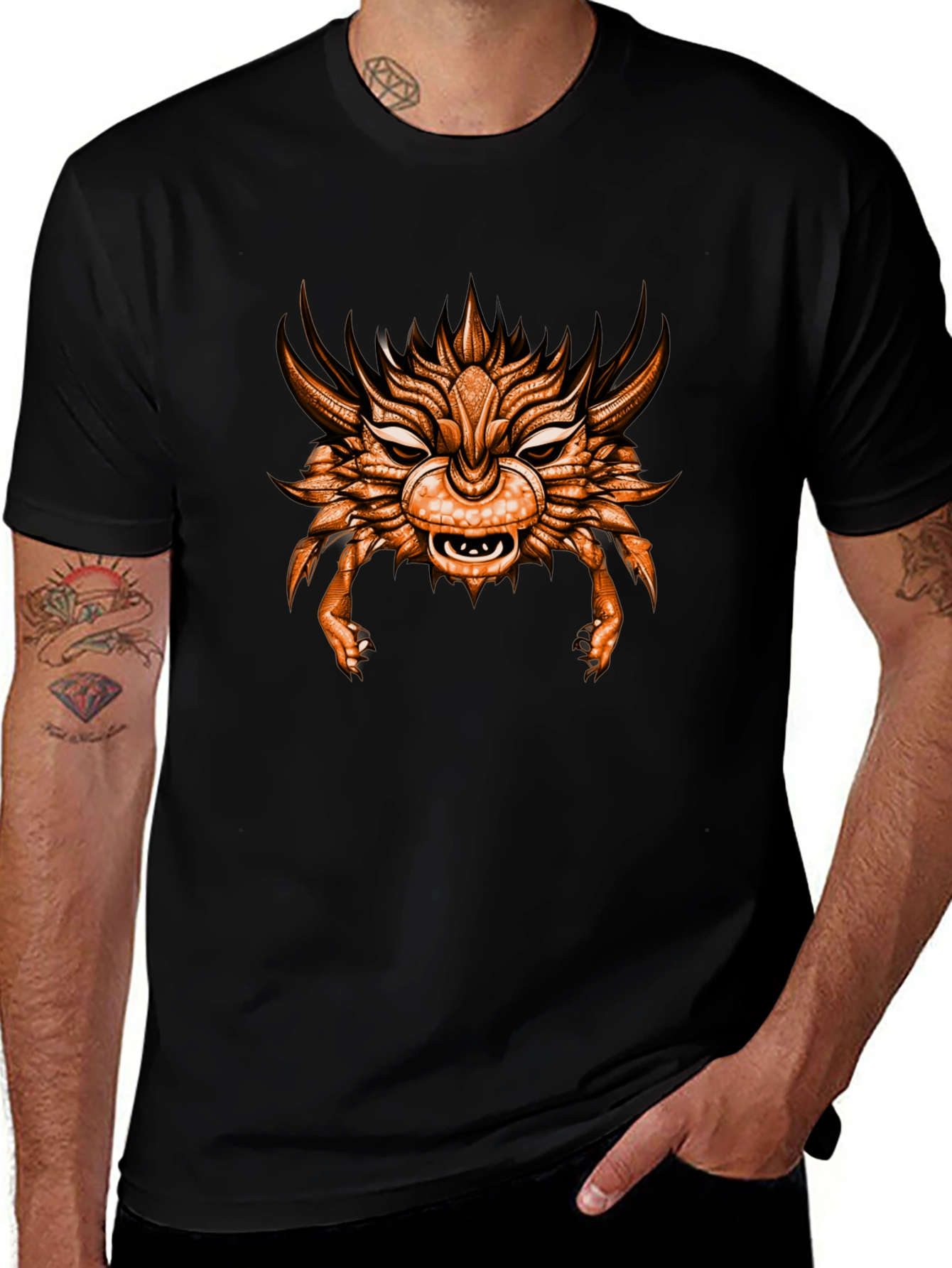 Mythical Creature Graphic Tee - Black Cotton