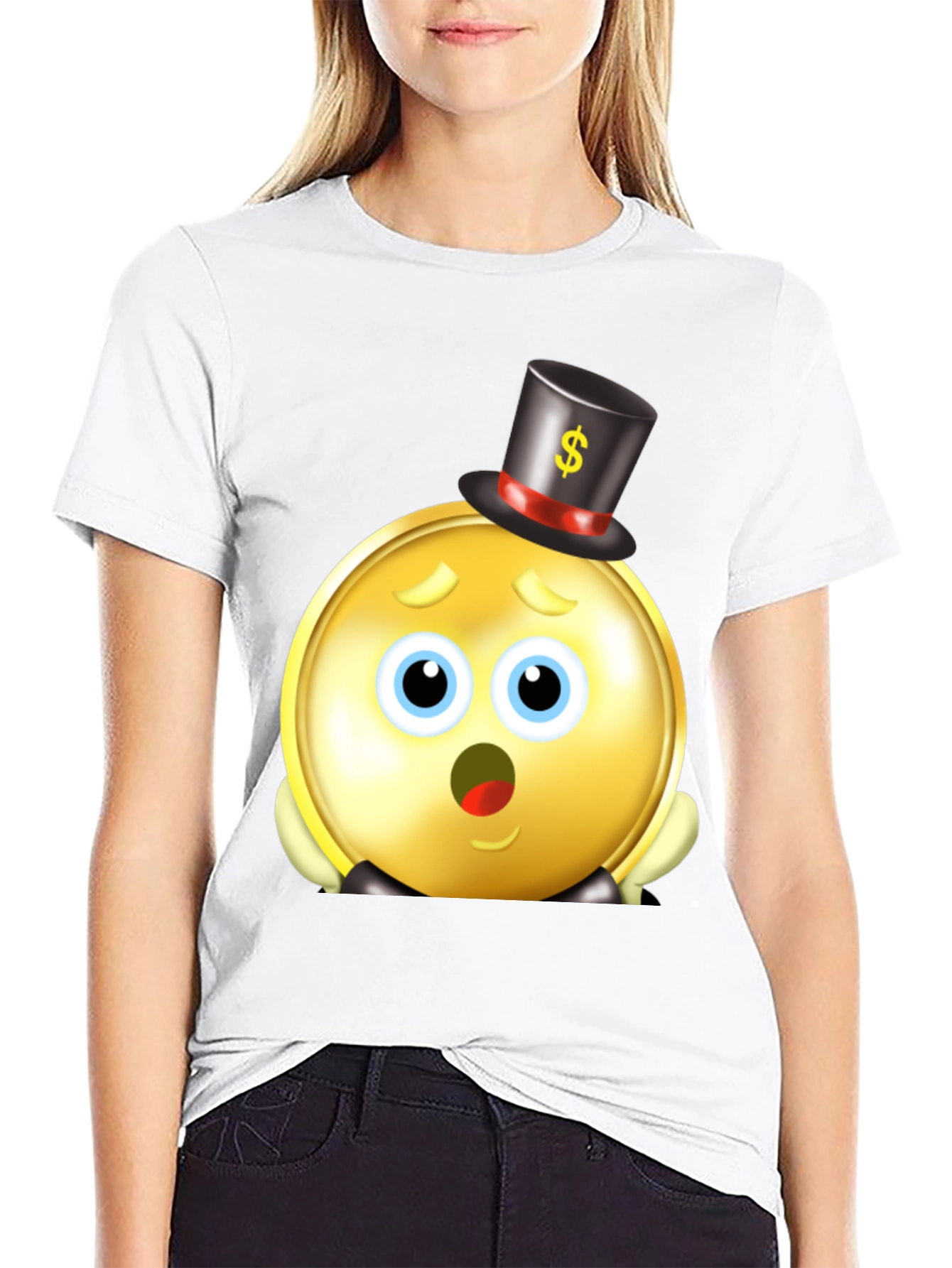 Funny Coin Emoji Black T-Shirt