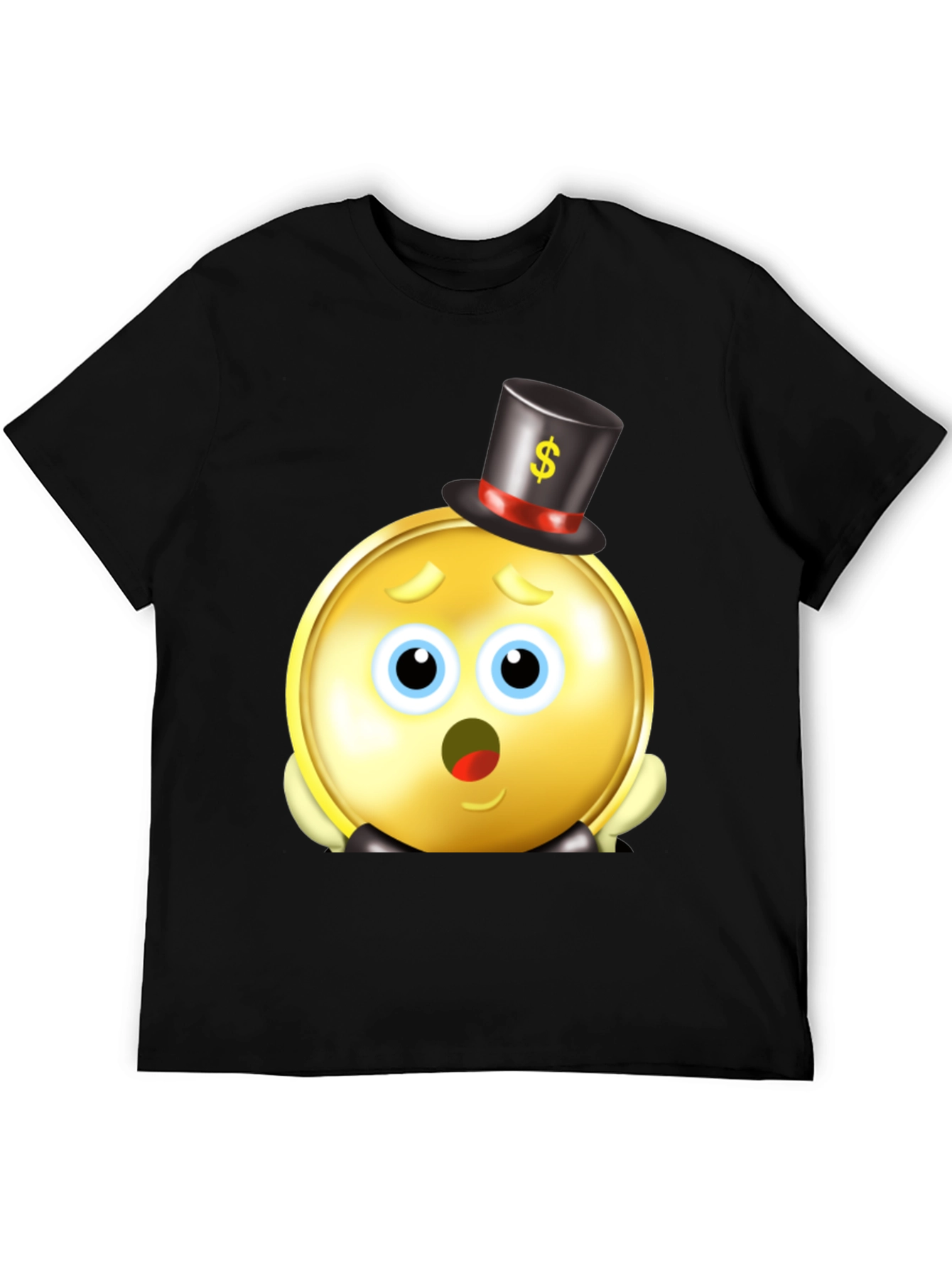 Funny Coin Emoji Black T-Shirt