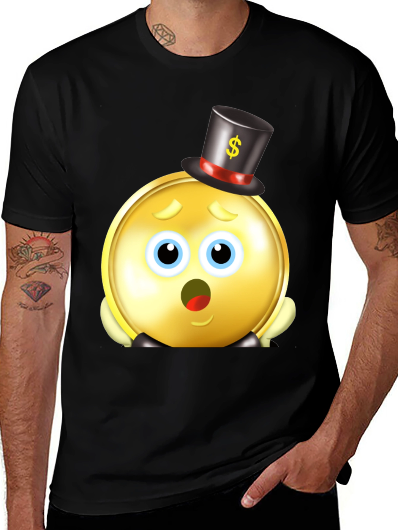 Funny Coin Emoji Black T-Shirt