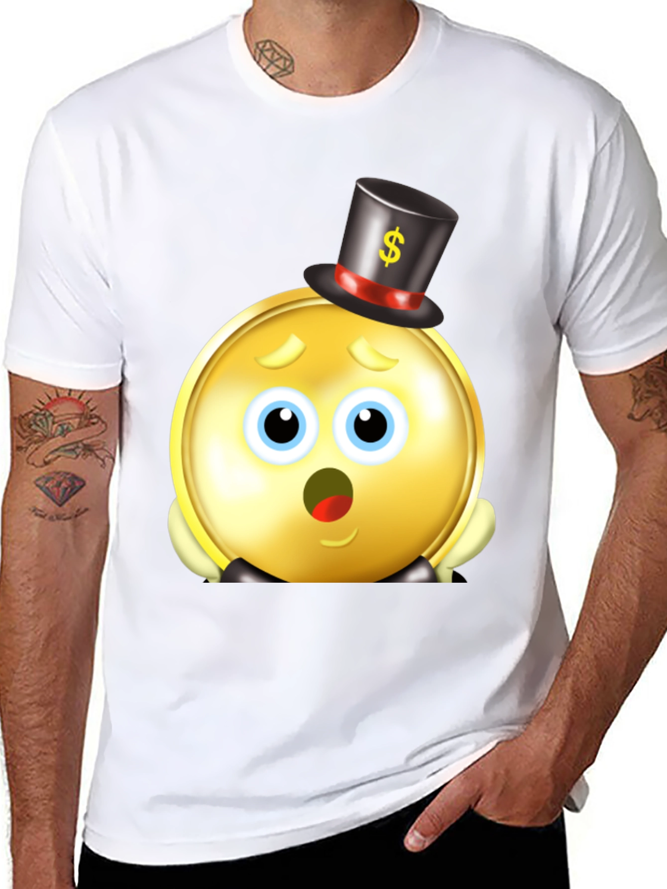 Funny Coin Emoji Black T-Shirt