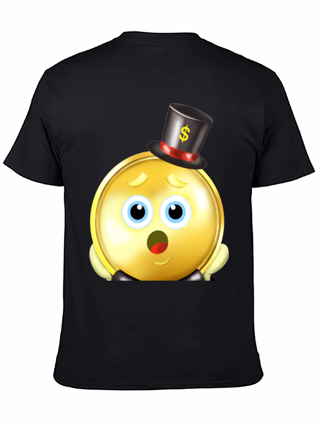 Funny Coin Emoji Black T-Shirt