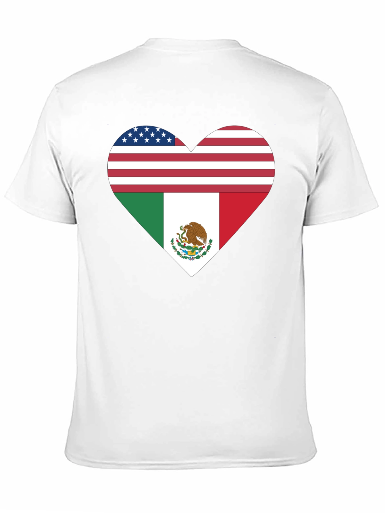 USA & Mexico Heart Flag Black T-Shirt