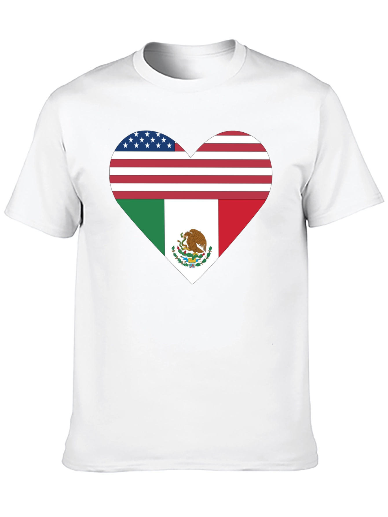 USA & Mexico Heart Flag Black T-Shirt