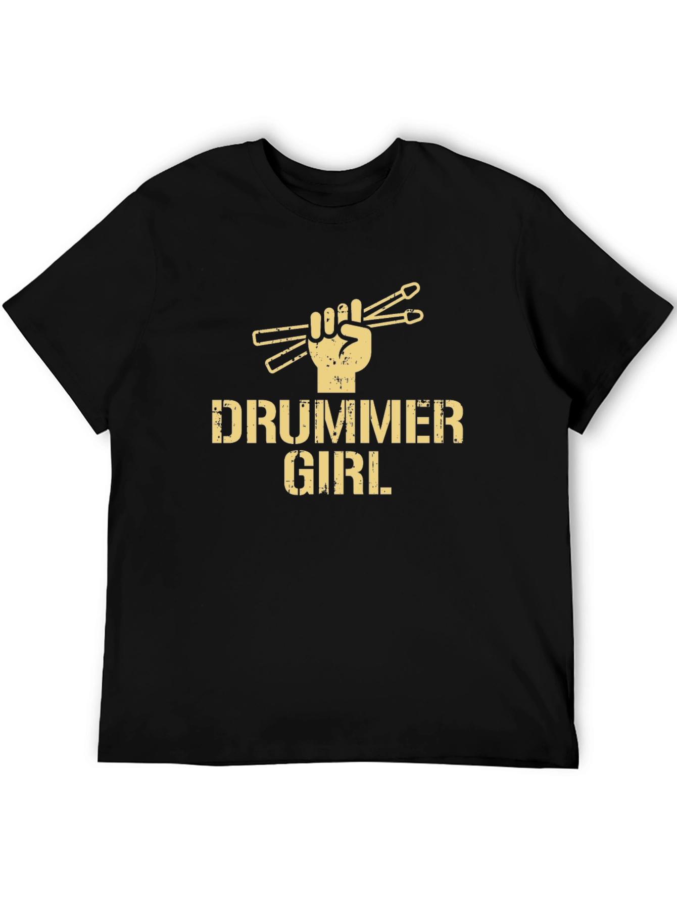 Drummer Girl Graphic T-Shirt - Black