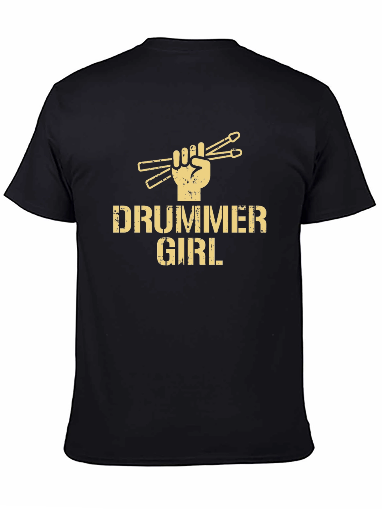 Drummer Girl Graphic T-Shirt - Black