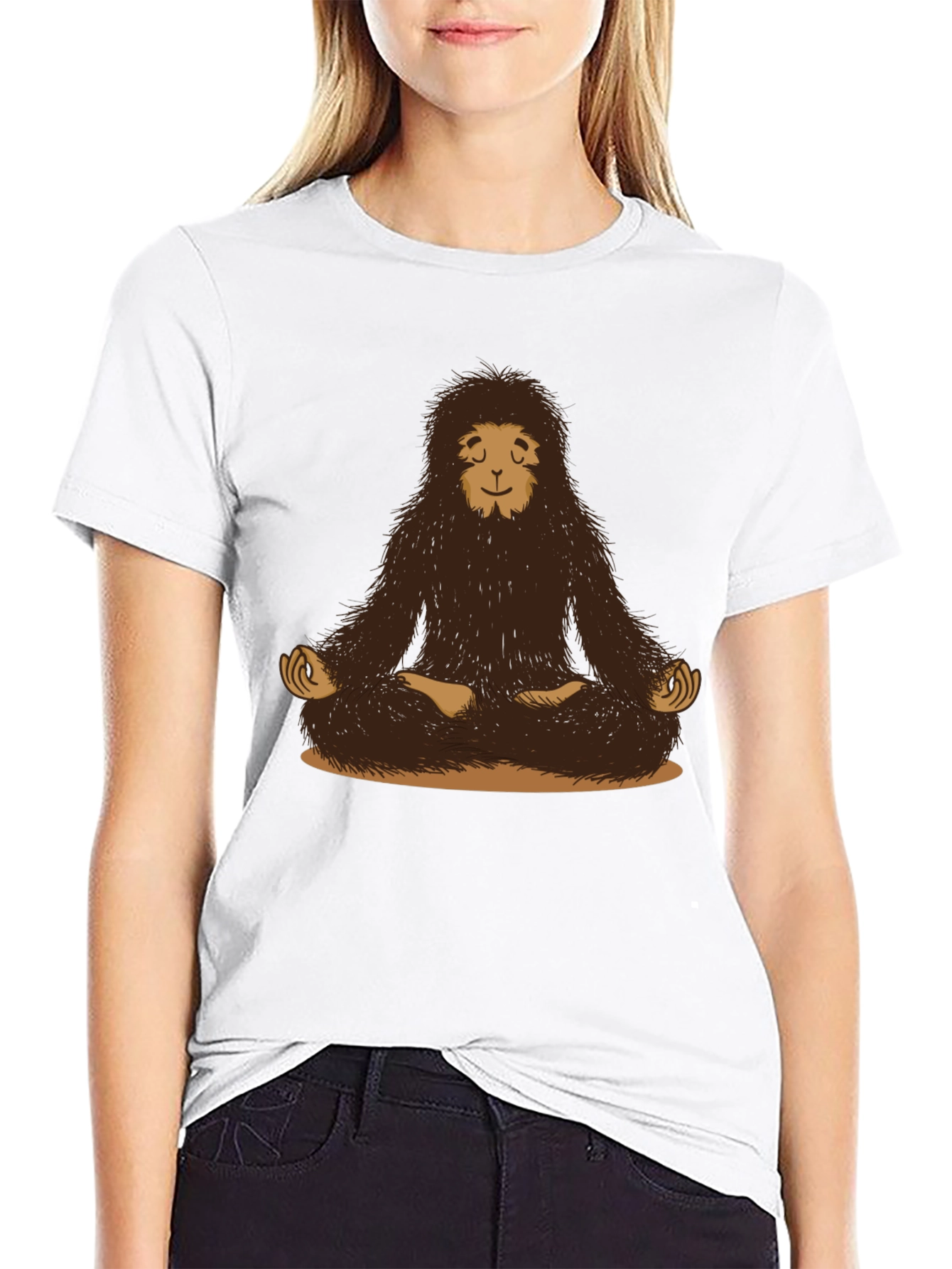 Zen Sasquatch Black T-Shirt - Meditating Bigfoot Design