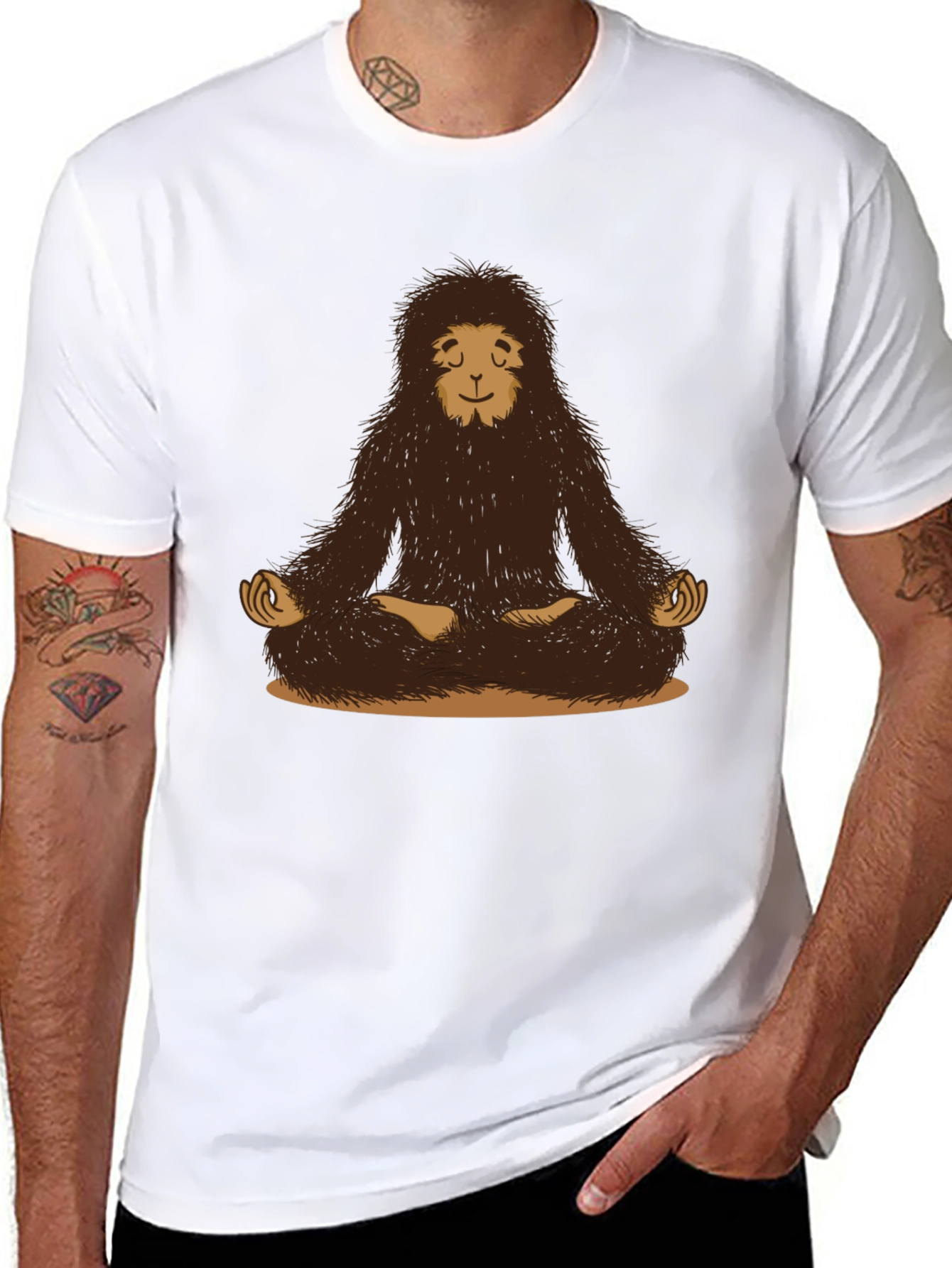 Zen Sasquatch Black T-Shirt - Meditating Bigfoot Design