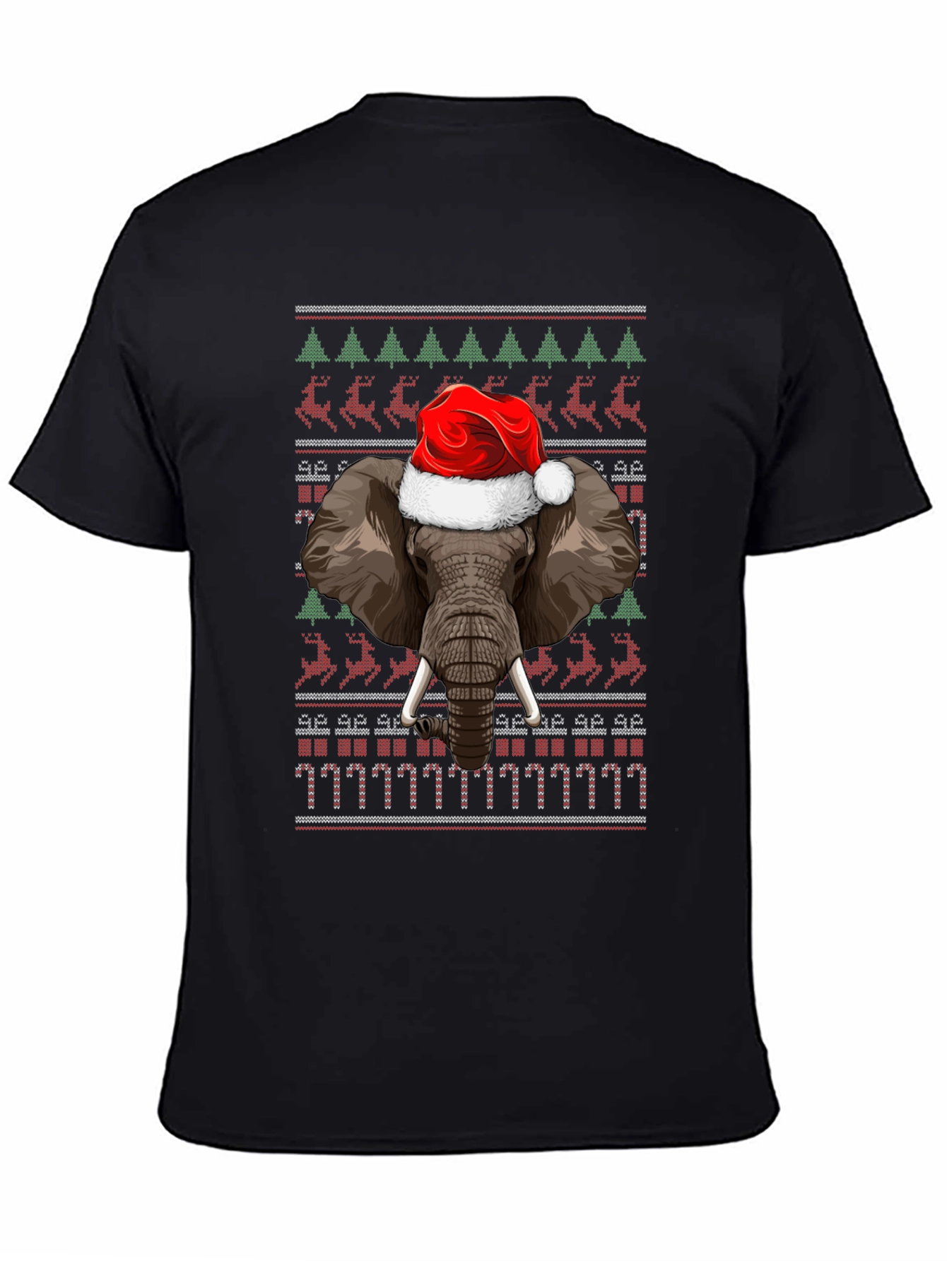 Christmas Elephant Santa Hat Ugly Sweater T-Shirt