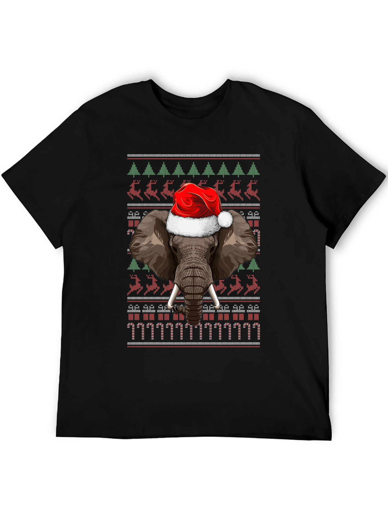 Christmas Elephant Santa Hat Ugly Sweater T-Shirt