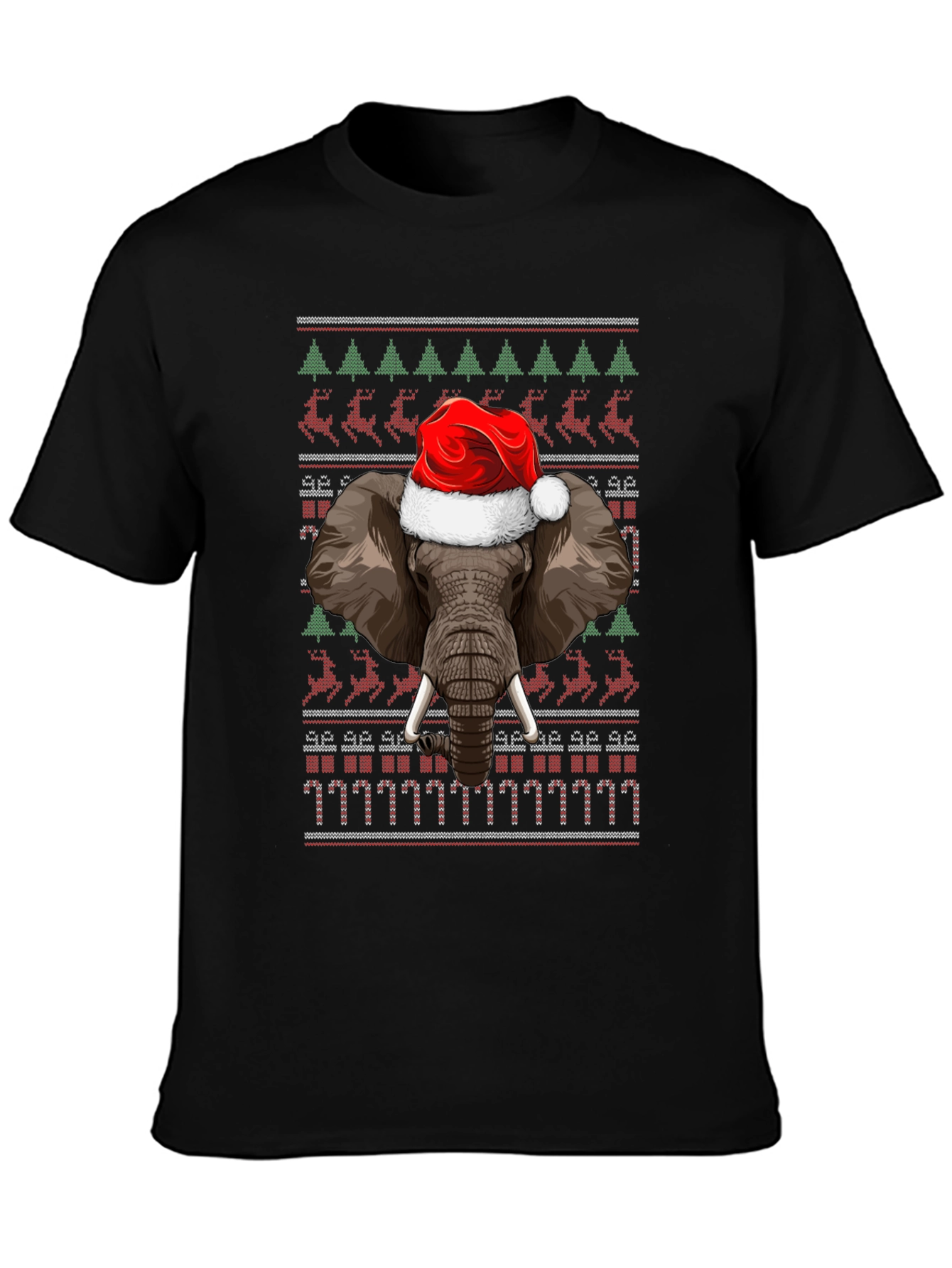 Christmas Elephant Santa Hat Ugly Sweater T-Shirt