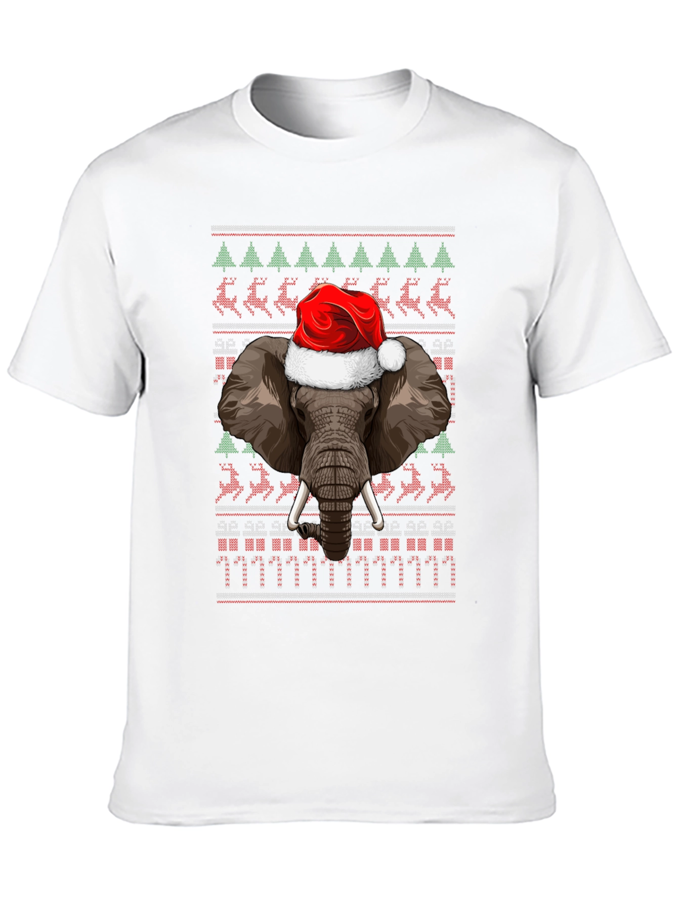 Christmas Elephant Santa Hat Ugly Sweater T-Shirt