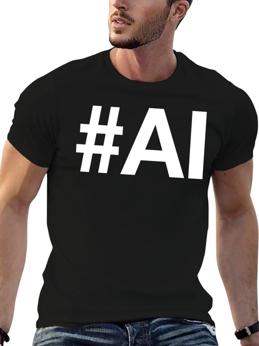 #AI Black T-Shirt - Modern Tech Style