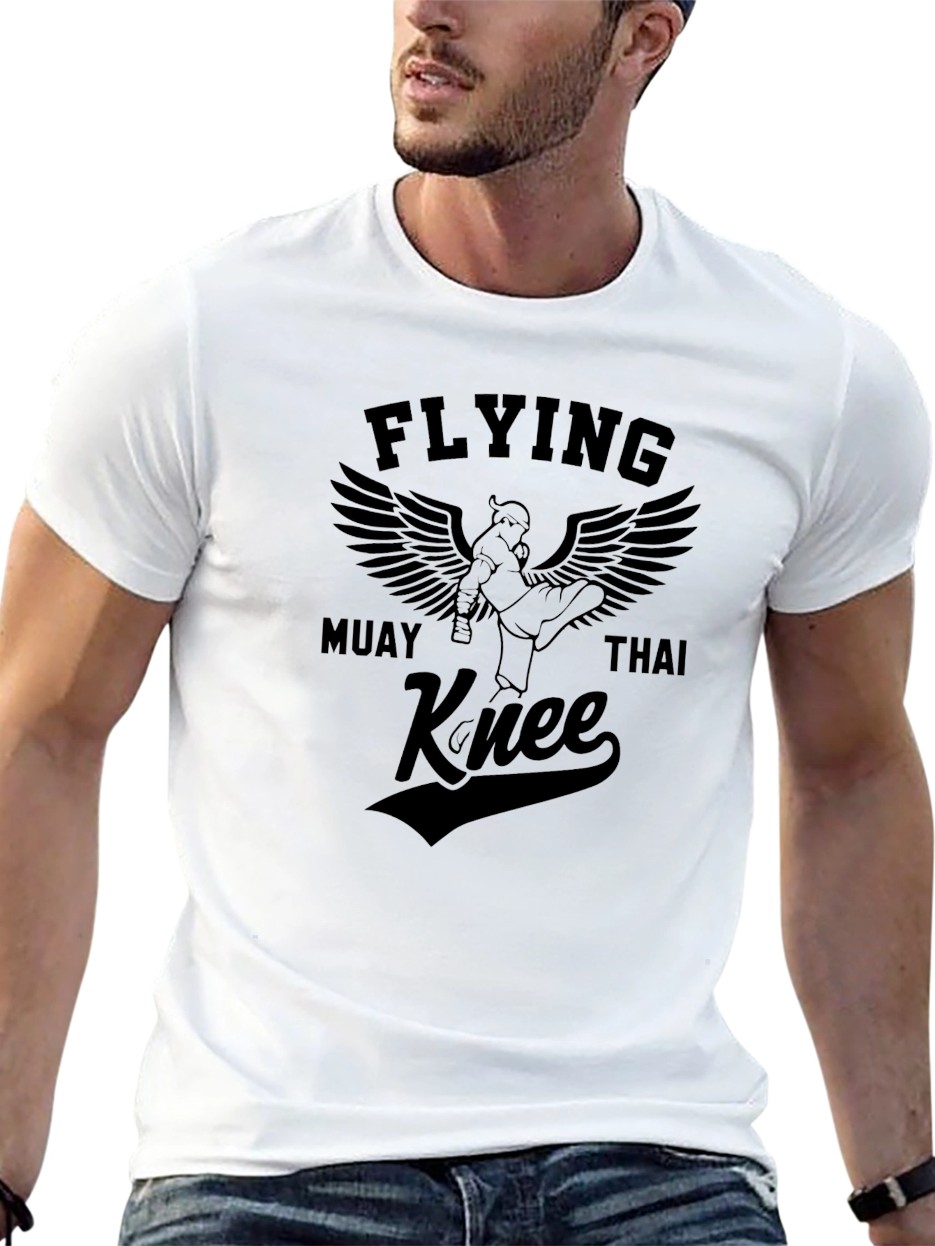 Flying Muay Thai Knee T-Shirt - Black