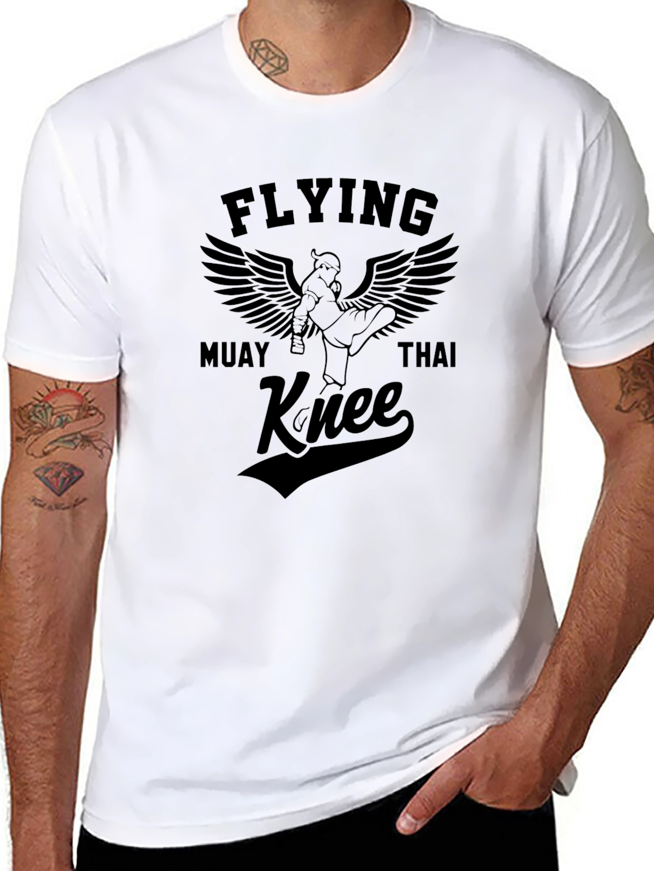Flying Muay Thai Knee T-Shirt - Black