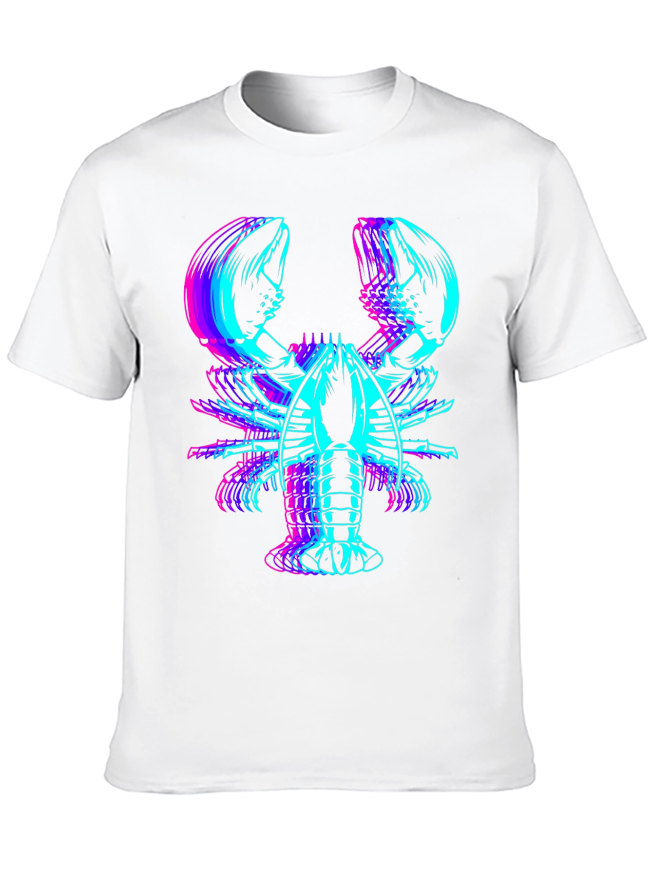 Vaporwave Lobster Graphic Tee - Black Cotton Blend