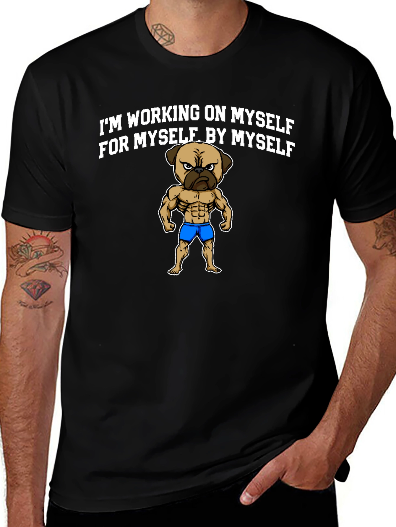Gym Pug Black T-Shirt