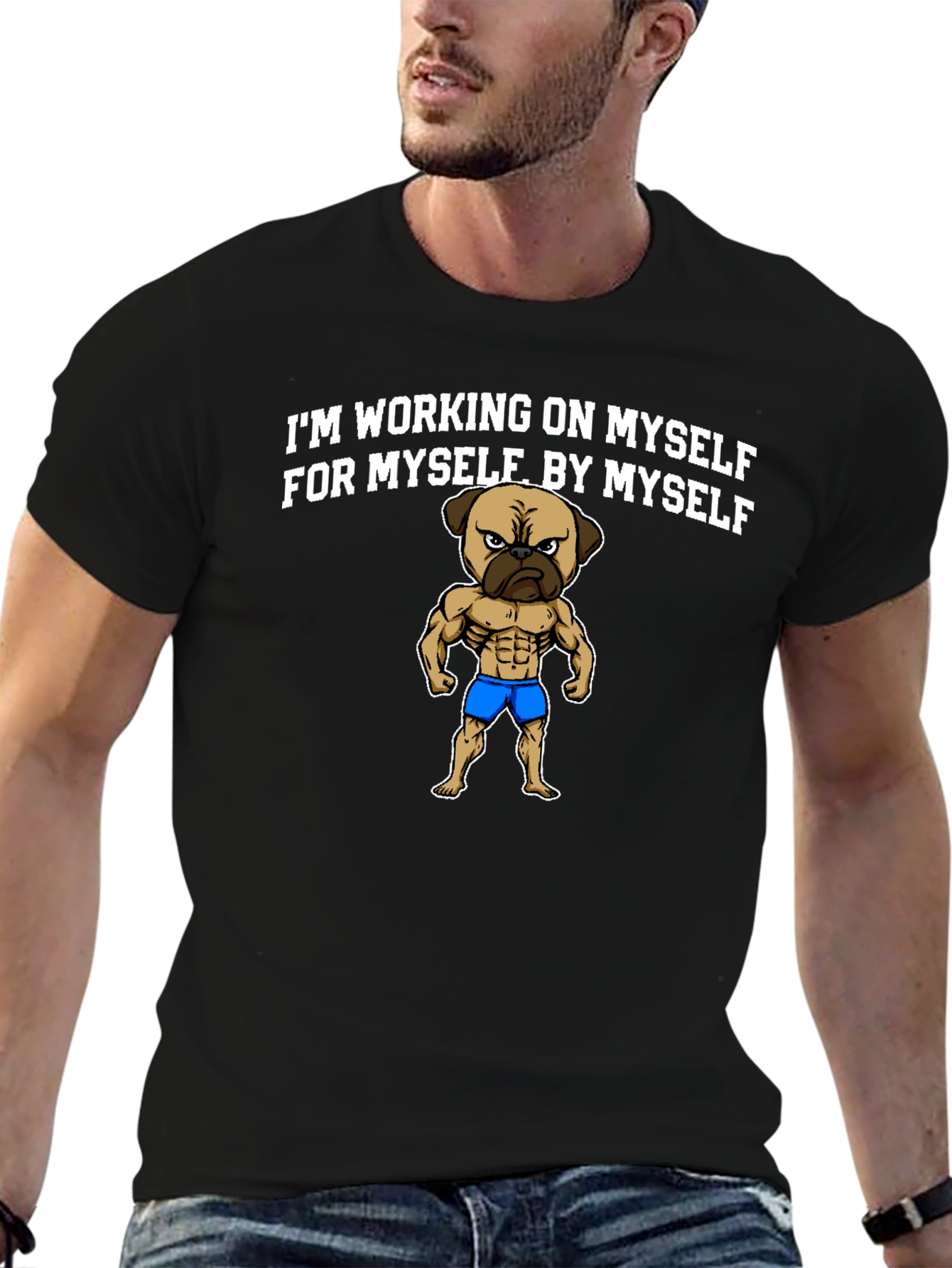 Gym Pug Black T-Shirt
