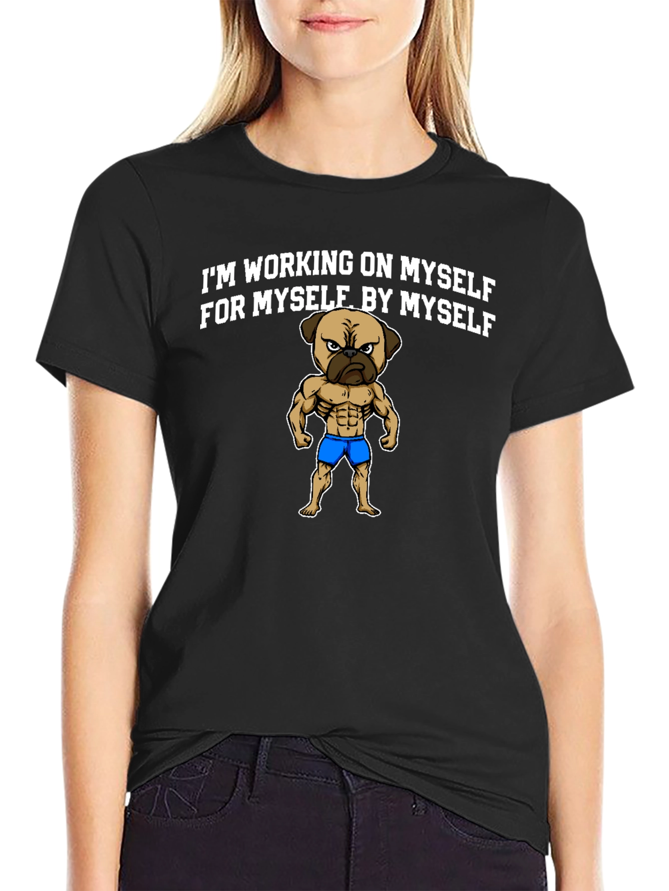 Gym Pug Black T-Shirt