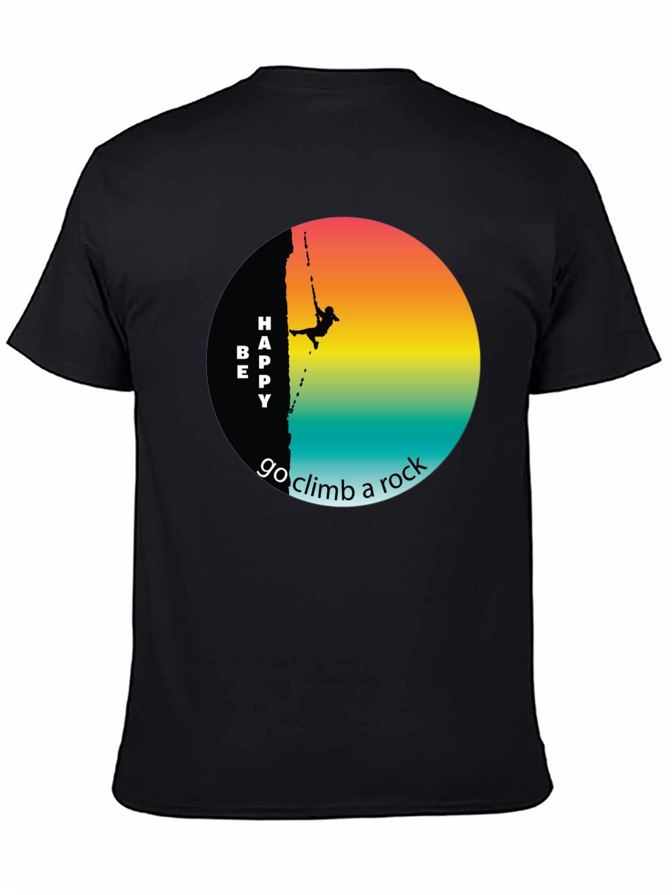 Be Happy Rock Climbing Graphic Tee - Adventure Shirt