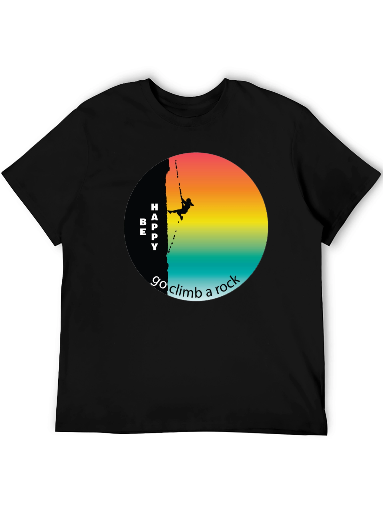 Be Happy Rock Climbing Graphic Tee - Adventure Shirt
