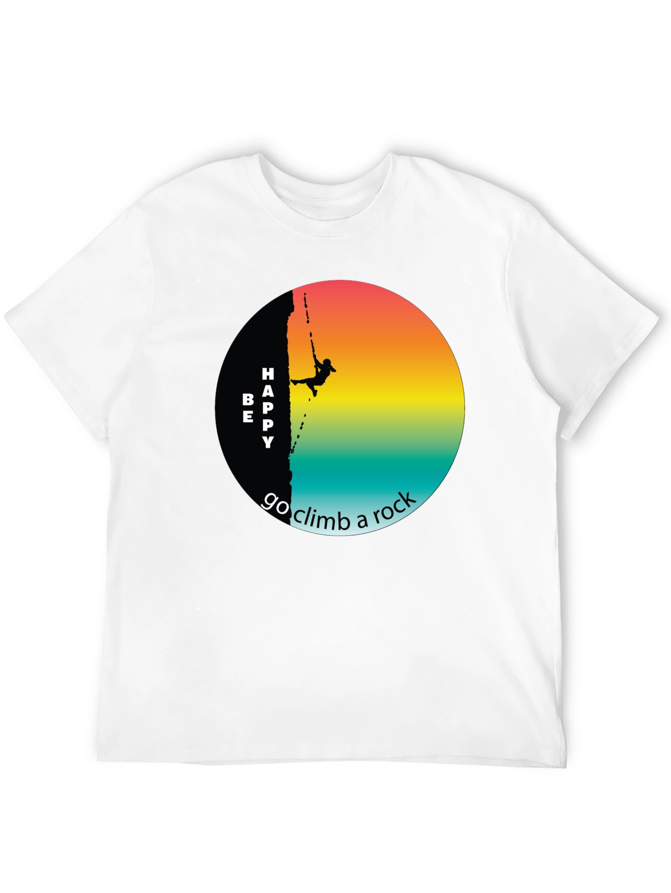 Be Happy Rock Climbing Graphic Tee - Adventure Shirt