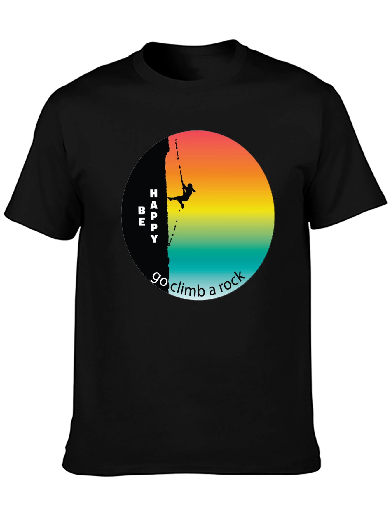 Be Happy Rock Climbing Graphic Tee - Adventure Shirt