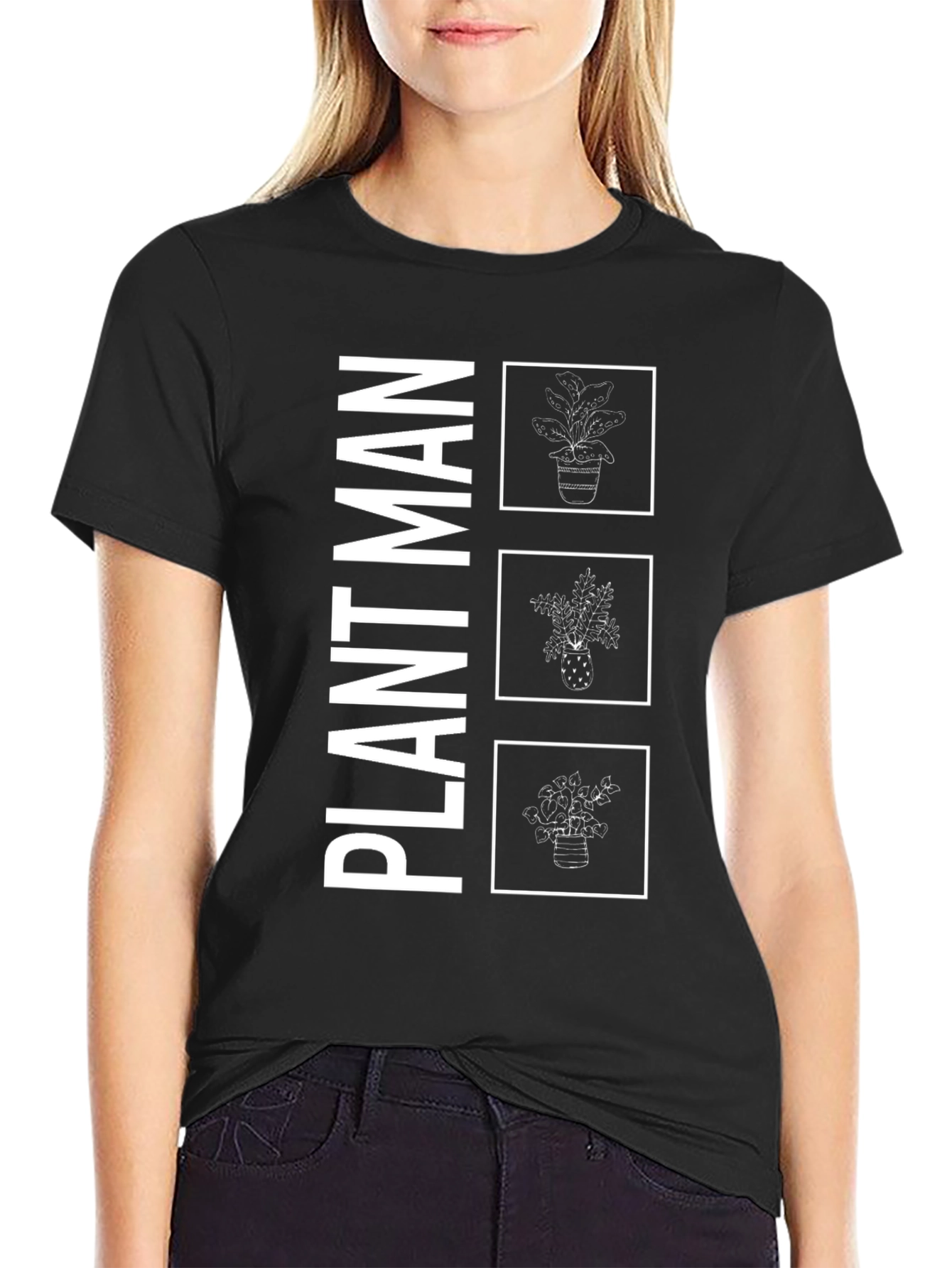 Plant Man Graphic Tee - Black Cotton T-Shirt