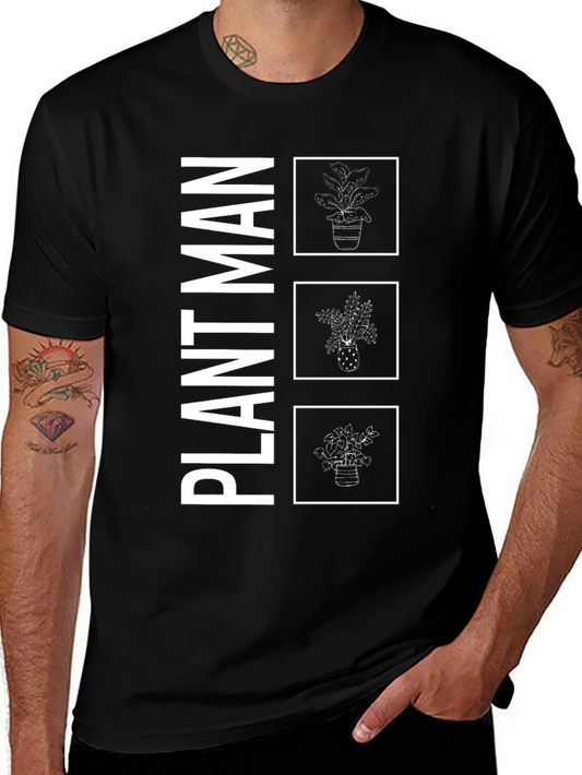 Plant Man Graphic Tee - Black Cotton T-Shirt