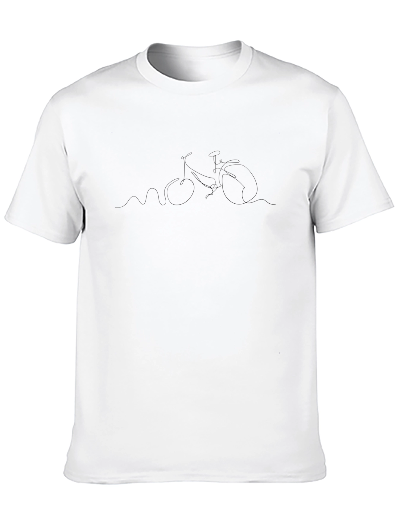 Minimalist Bicycle Line Art Black T-Shirt