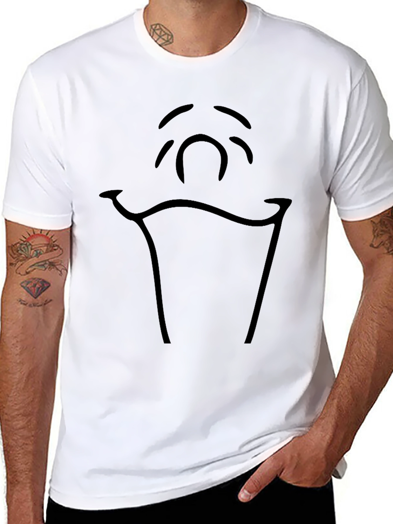 Abstract Face Graphic Black Tee