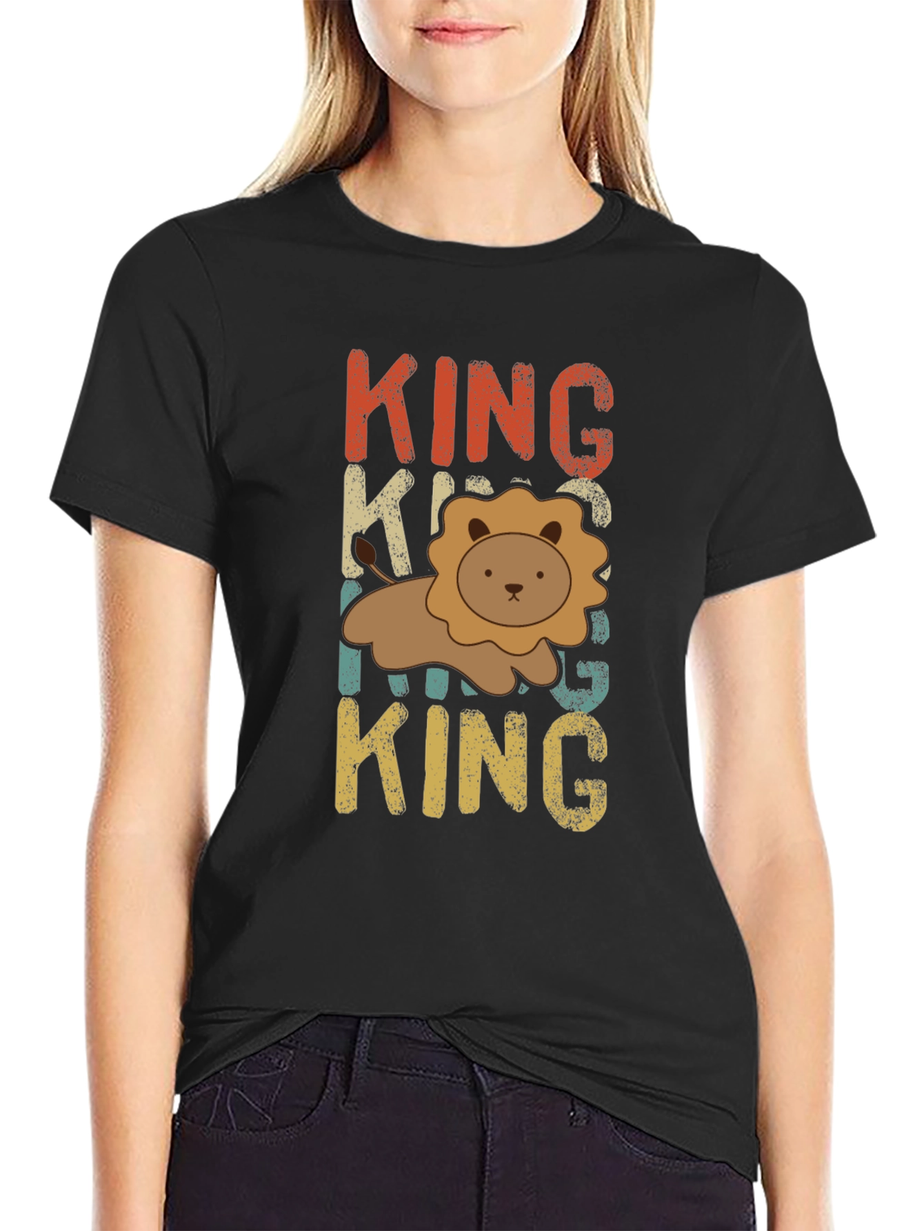 King Lion Graphic T-Shirt - Retro Style