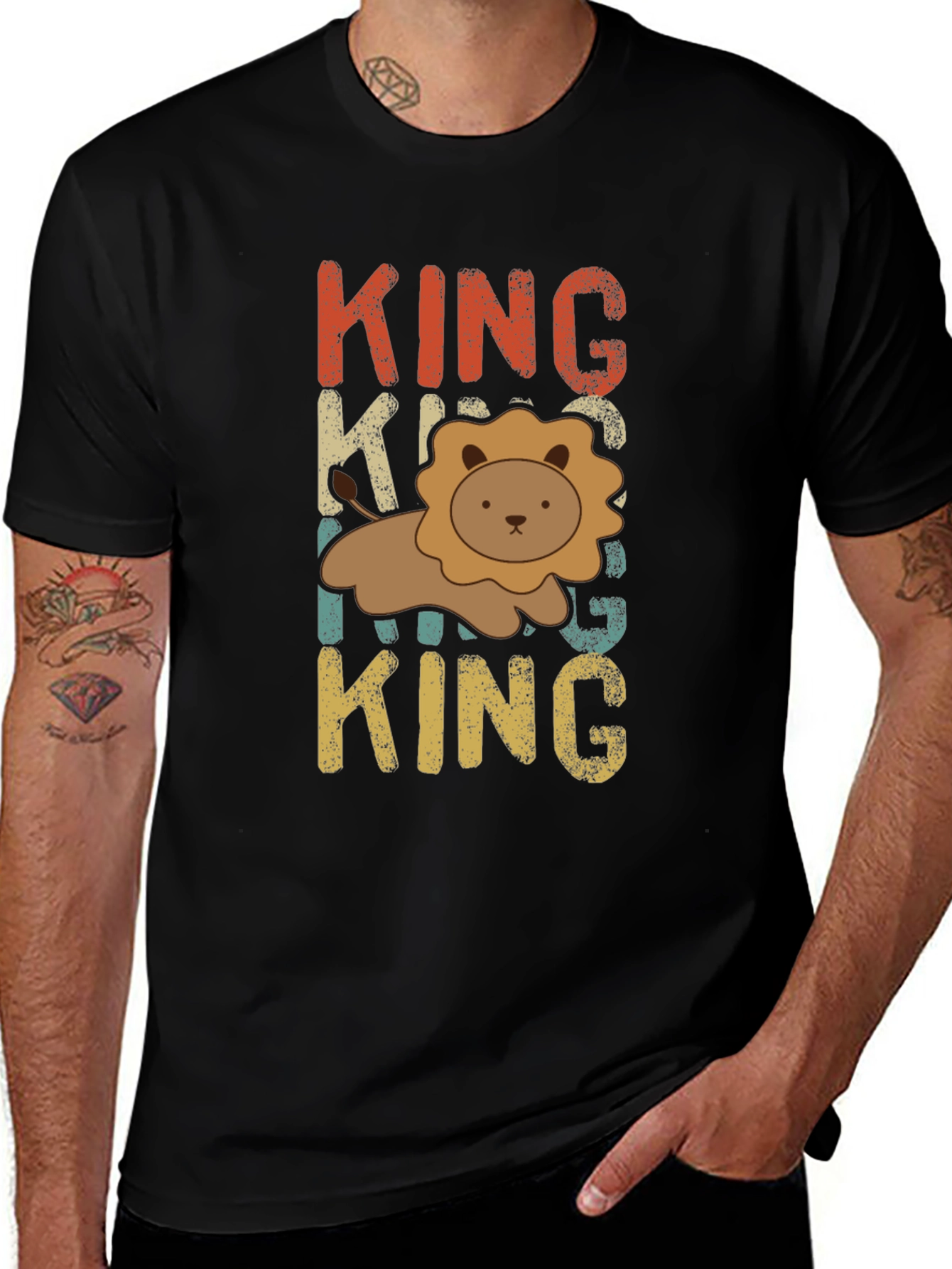 King Lion Graphic T-Shirt - Retro Style