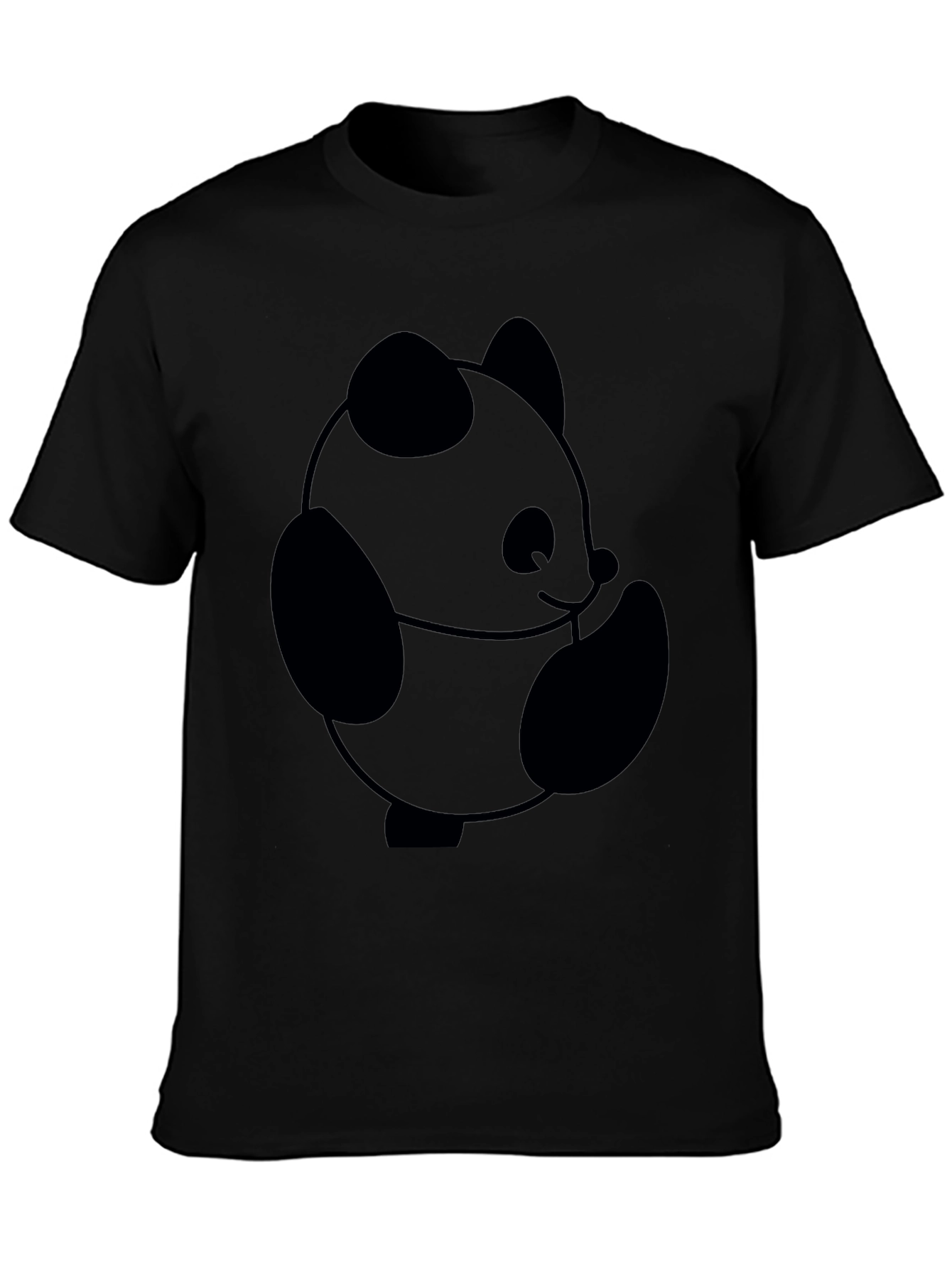 Cute Panda Graphic T-Shirt - Black Casual Tee