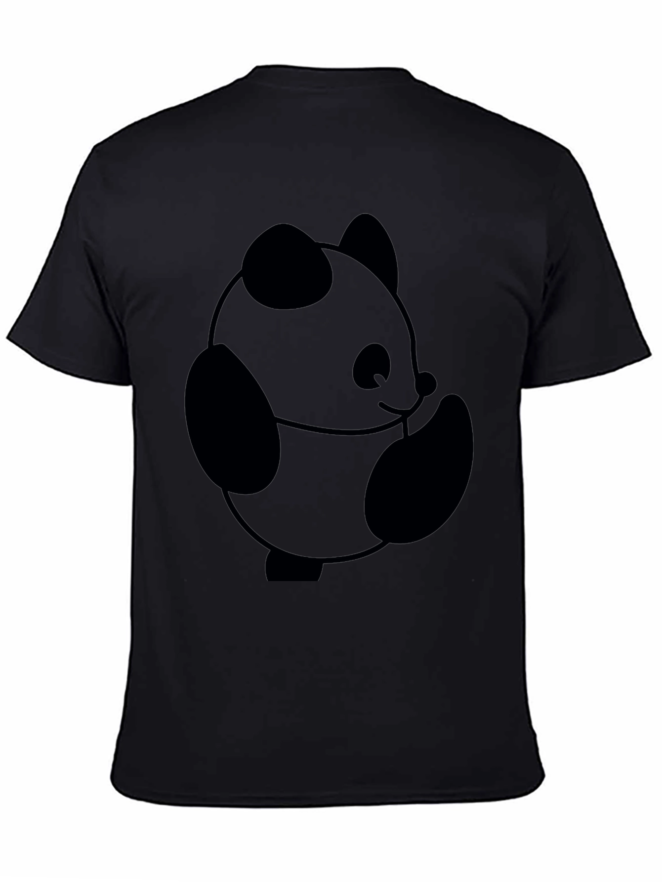 Cute Panda Graphic T-Shirt - Black Casual Tee