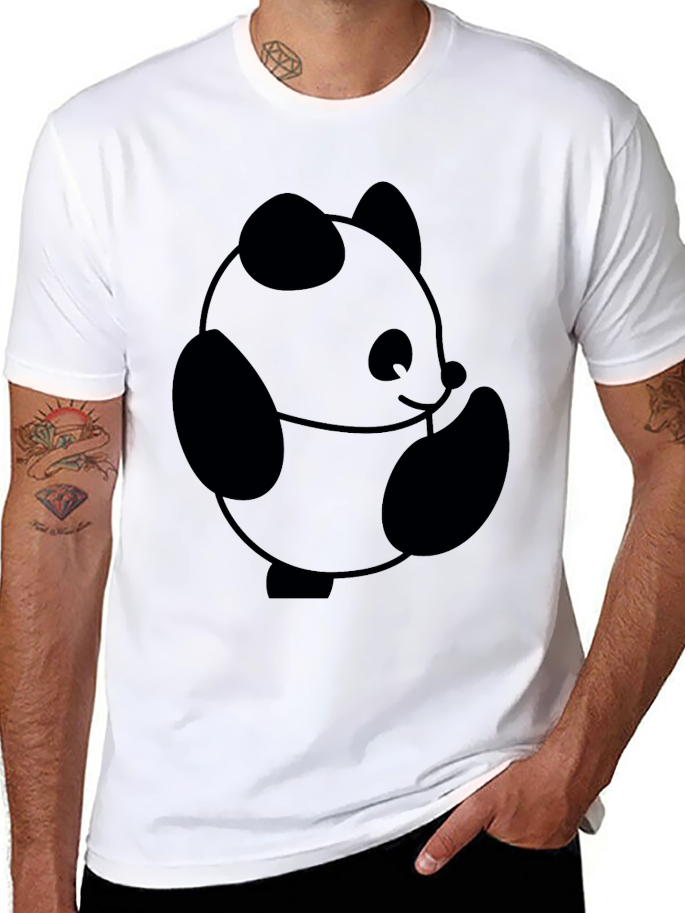 Cute Panda Graphic T-Shirt - Black Casual Tee