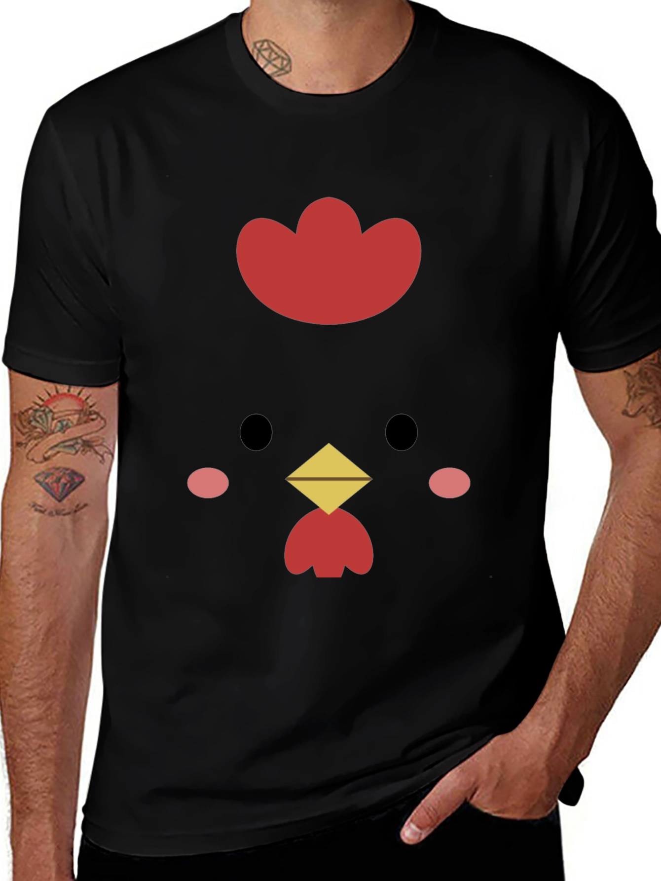 Cute Chicken Graphic Tee - Black